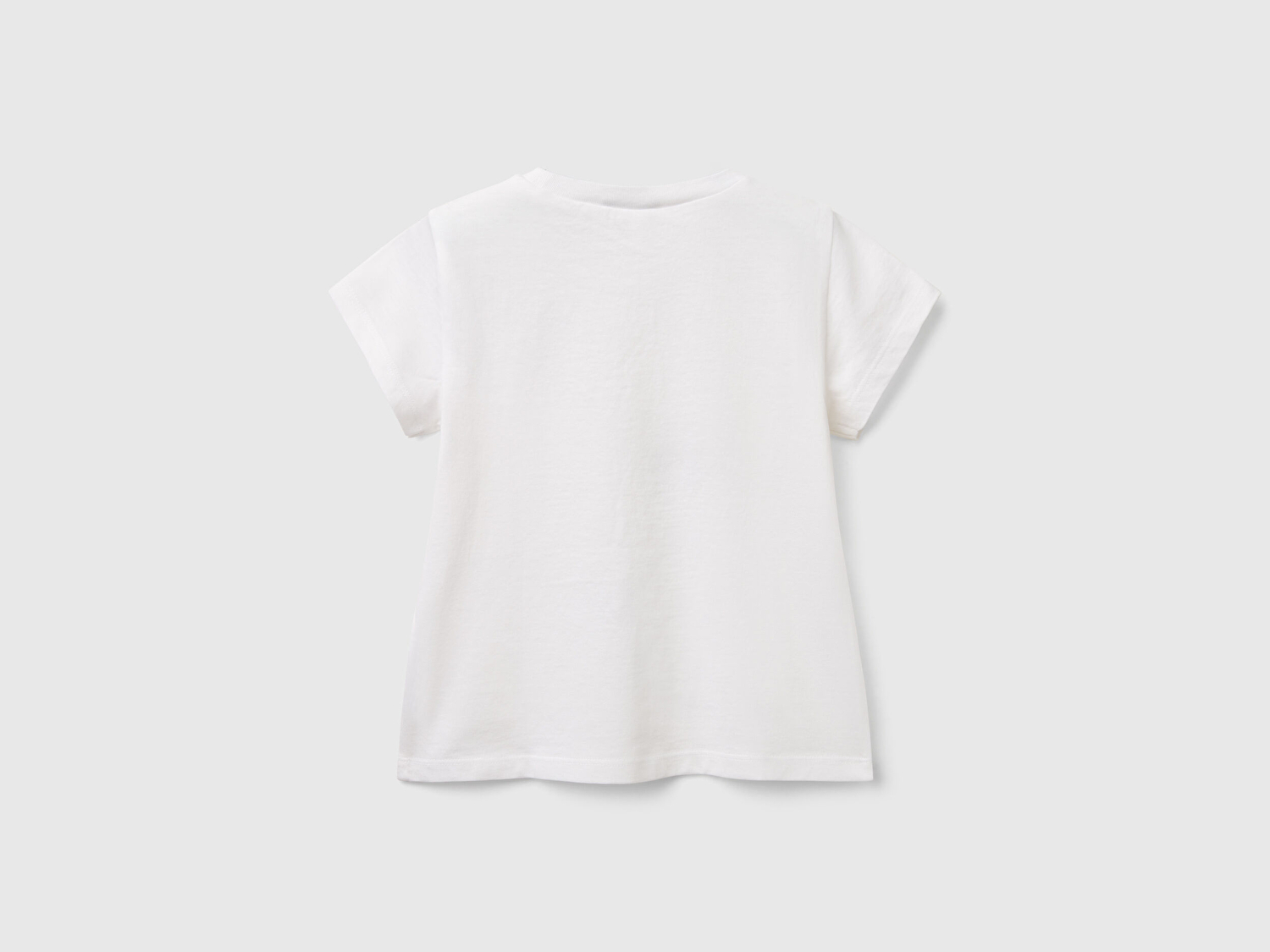 Benetton Kız Bebek Beyaz Nakışlı ve Baskılı T-Shirt
