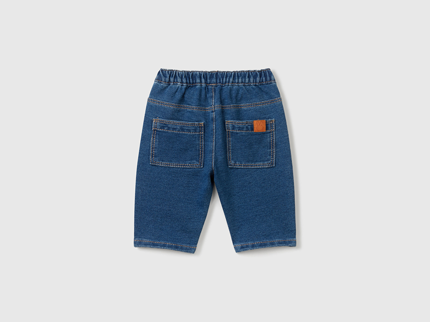 Benetton Bebek Koyu Denim Arkası Suni Deri Etiketli Düğme Detaylı Denim Pantolon