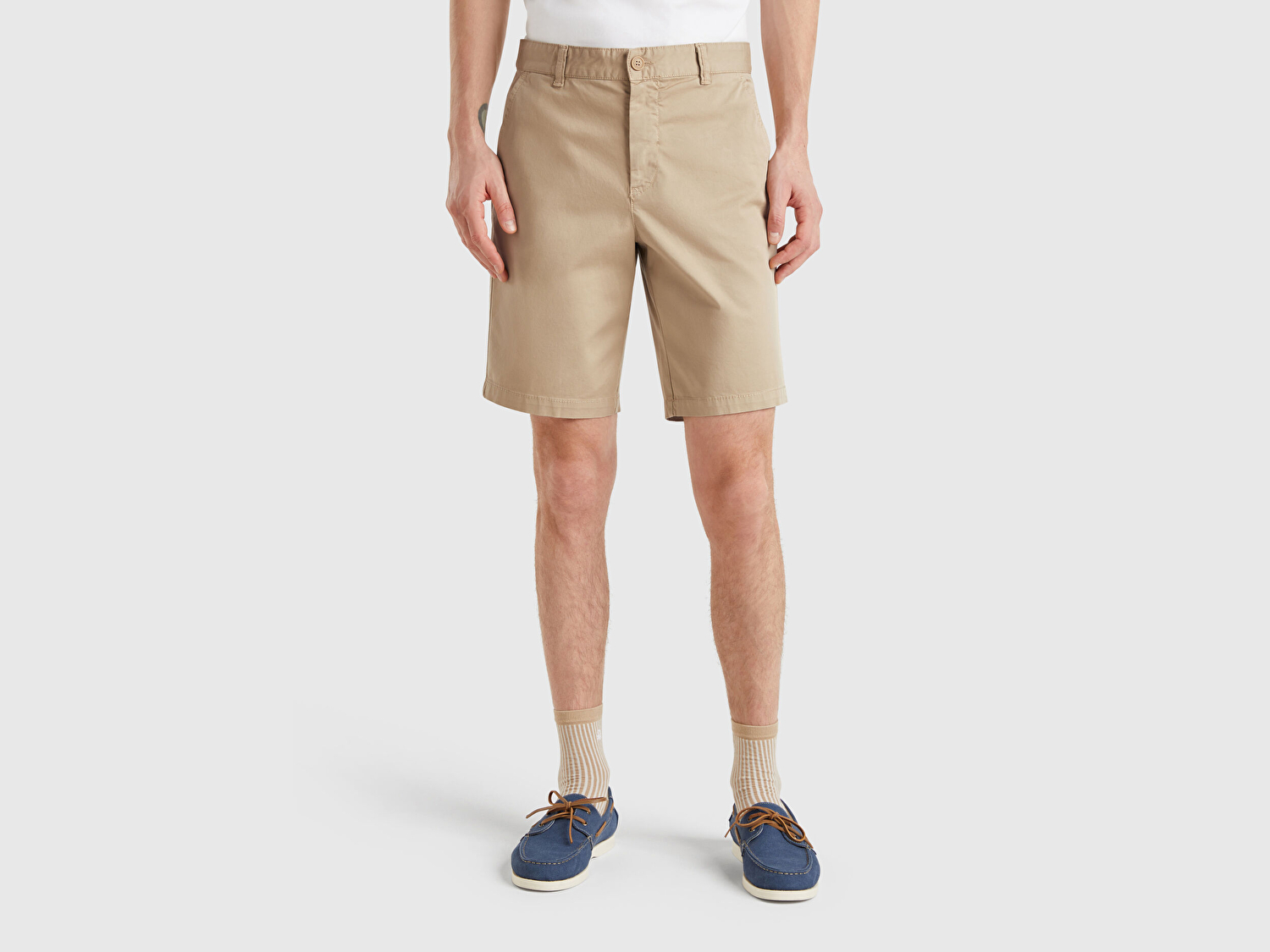 Benetton Erkek Bej Chino Bermuda