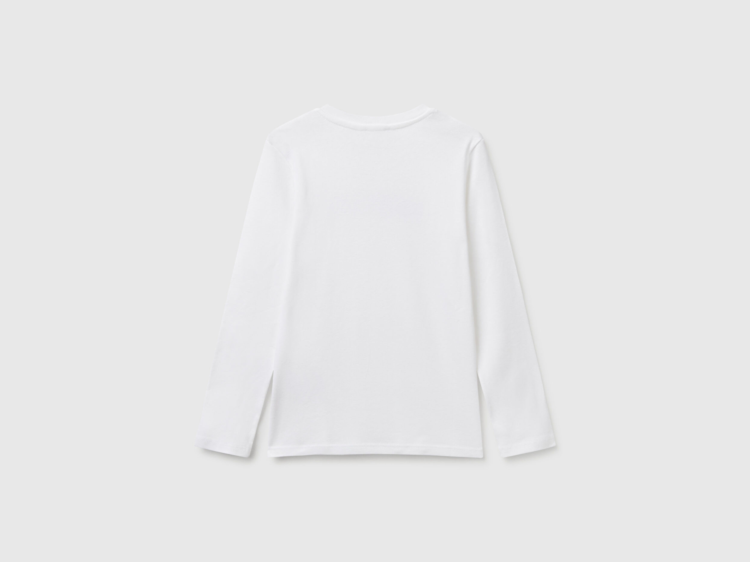 Benetton Kız Çocuk Beyaz Simli Benetton Logo Baskılı T-Shirt