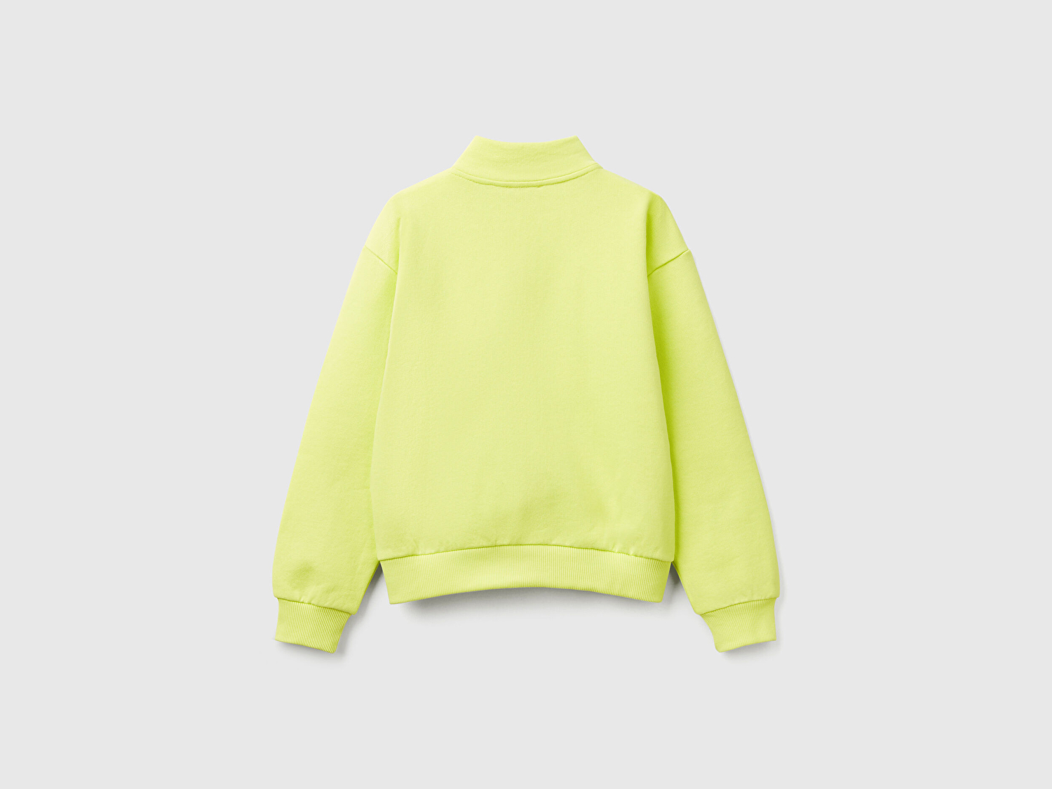 Benetton Kız Çocuk Sarı Simli Benetton Logo İşlemeli Fermuarlı Sweatshirt