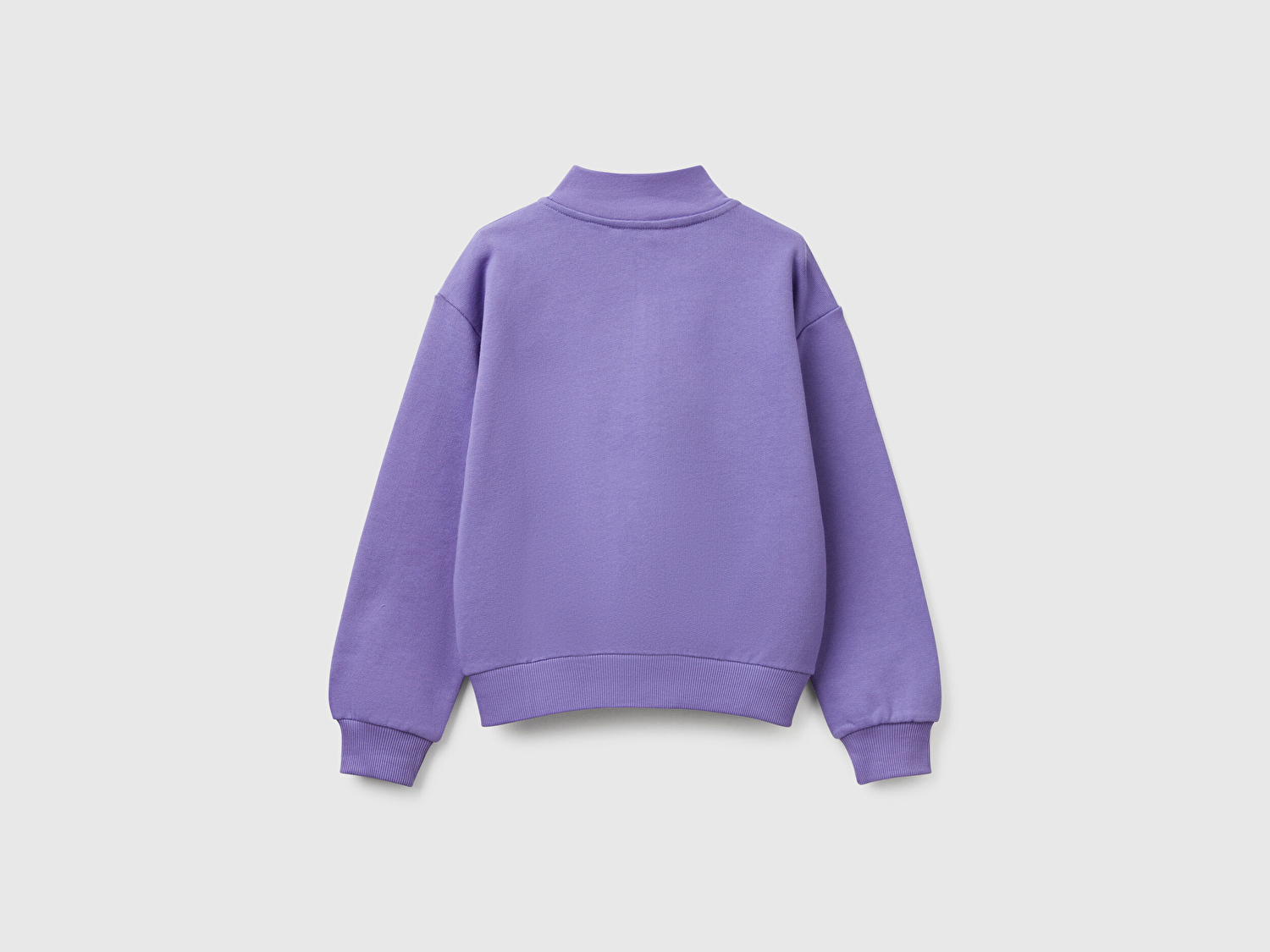 Benetton Kız Çocuk Mor Simli Benetton Logo İşlemeli Fermuarlı Sweatshirt