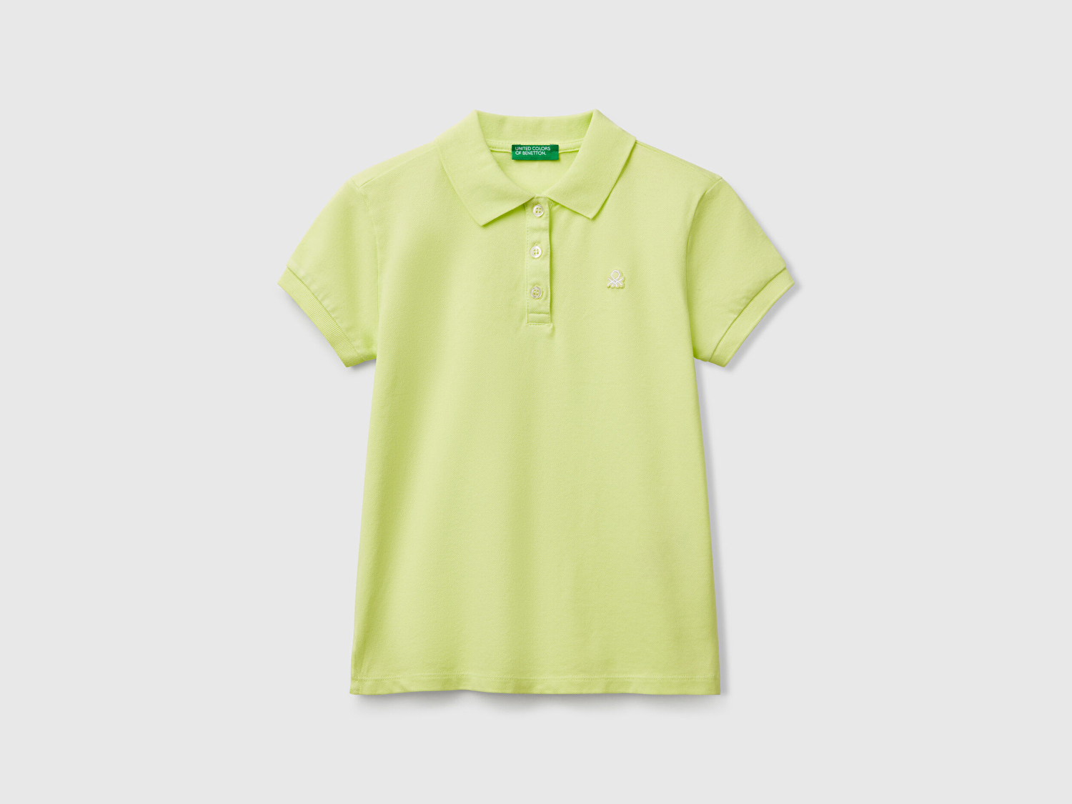 Benetton Kız Çocuk Sarı Logolu Pike Polo T-Shirt