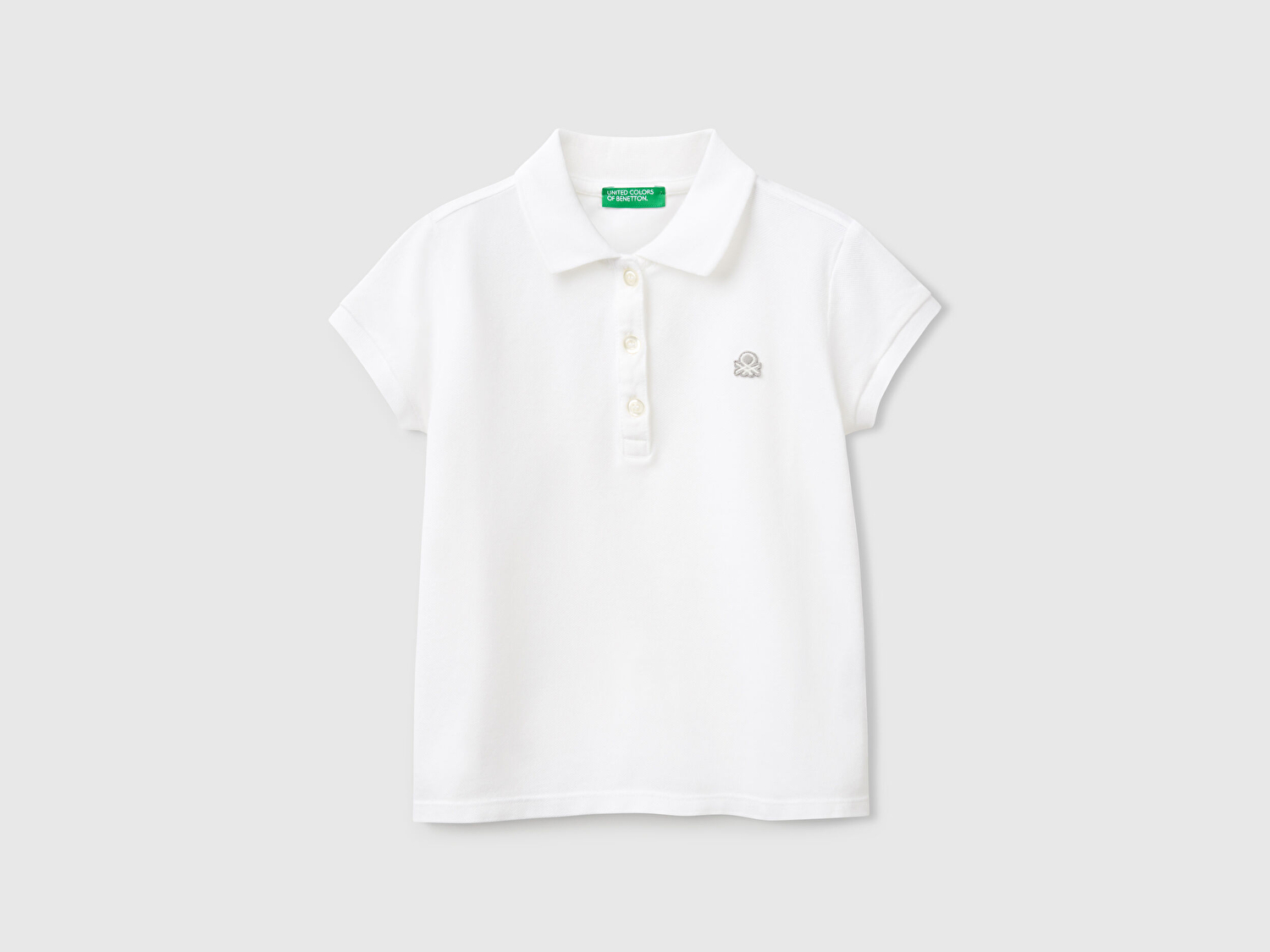 Benetton Kız Bebek Beyaz Logolu Pike Polo T-Shirt