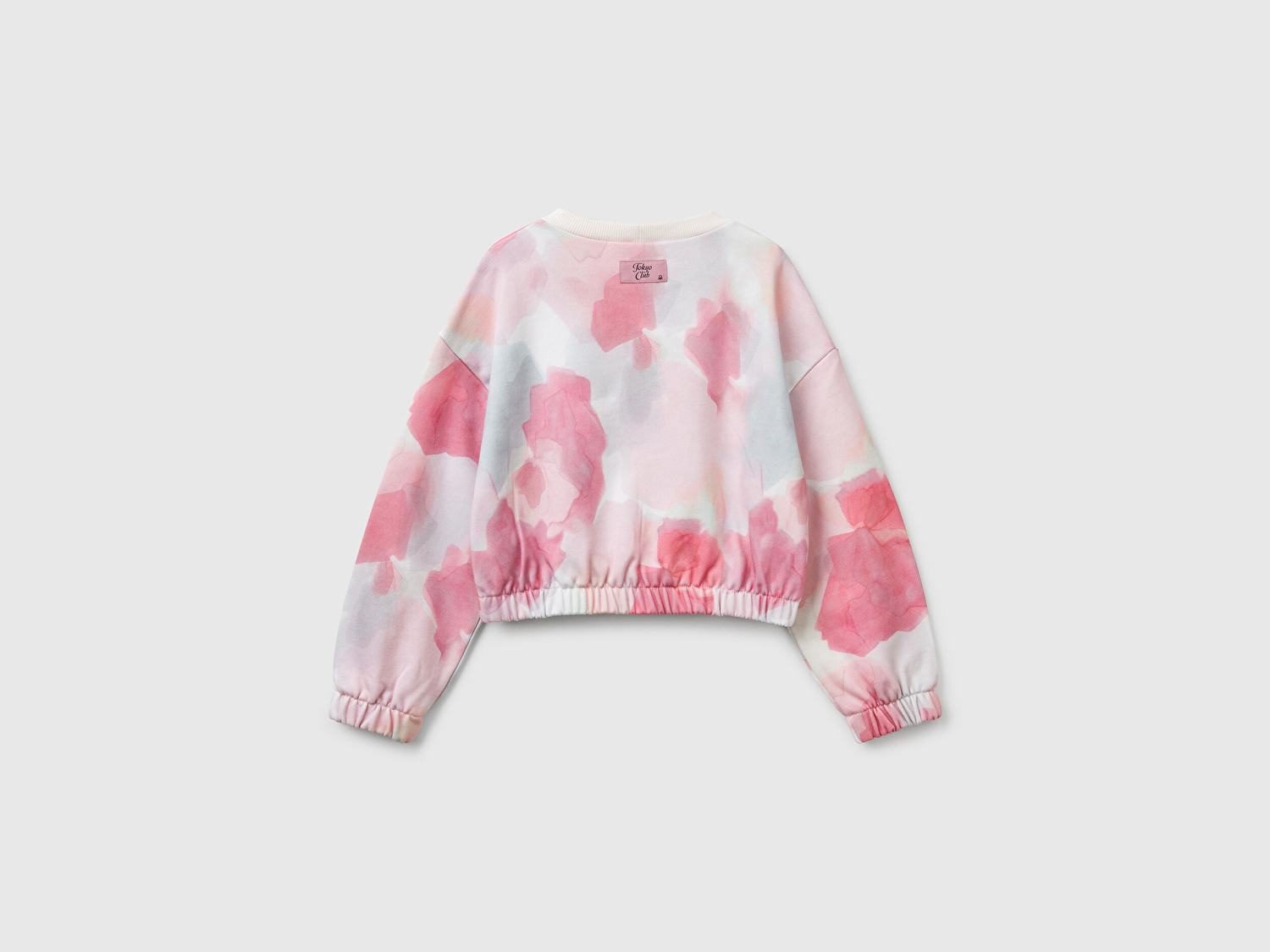 Benetton Kız Çocuk Pembe Mix Tamamı Desenli Logo Etiketli Ribanalı Sweatshirt