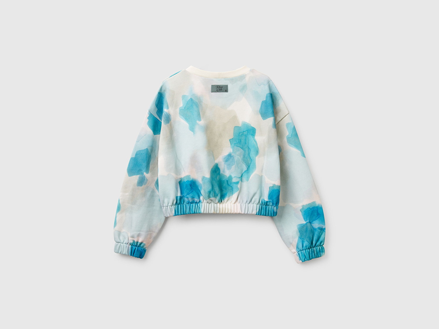 Benetton Kız Çocuk Mavi Mix Tamamı Desenli Logo Etiketli Ribanalı Sweatshirt