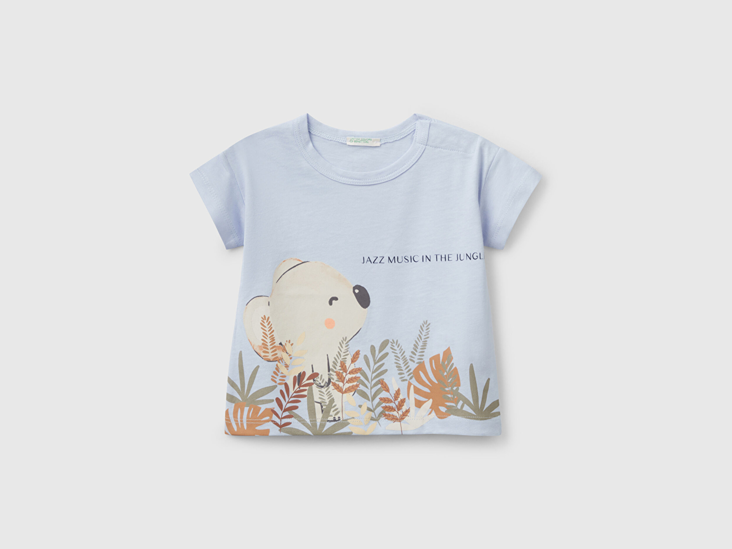Benetton Bebek Toz Mavi Önü Grafik Baskılı Arkası Logo Detaylı T-Shirt