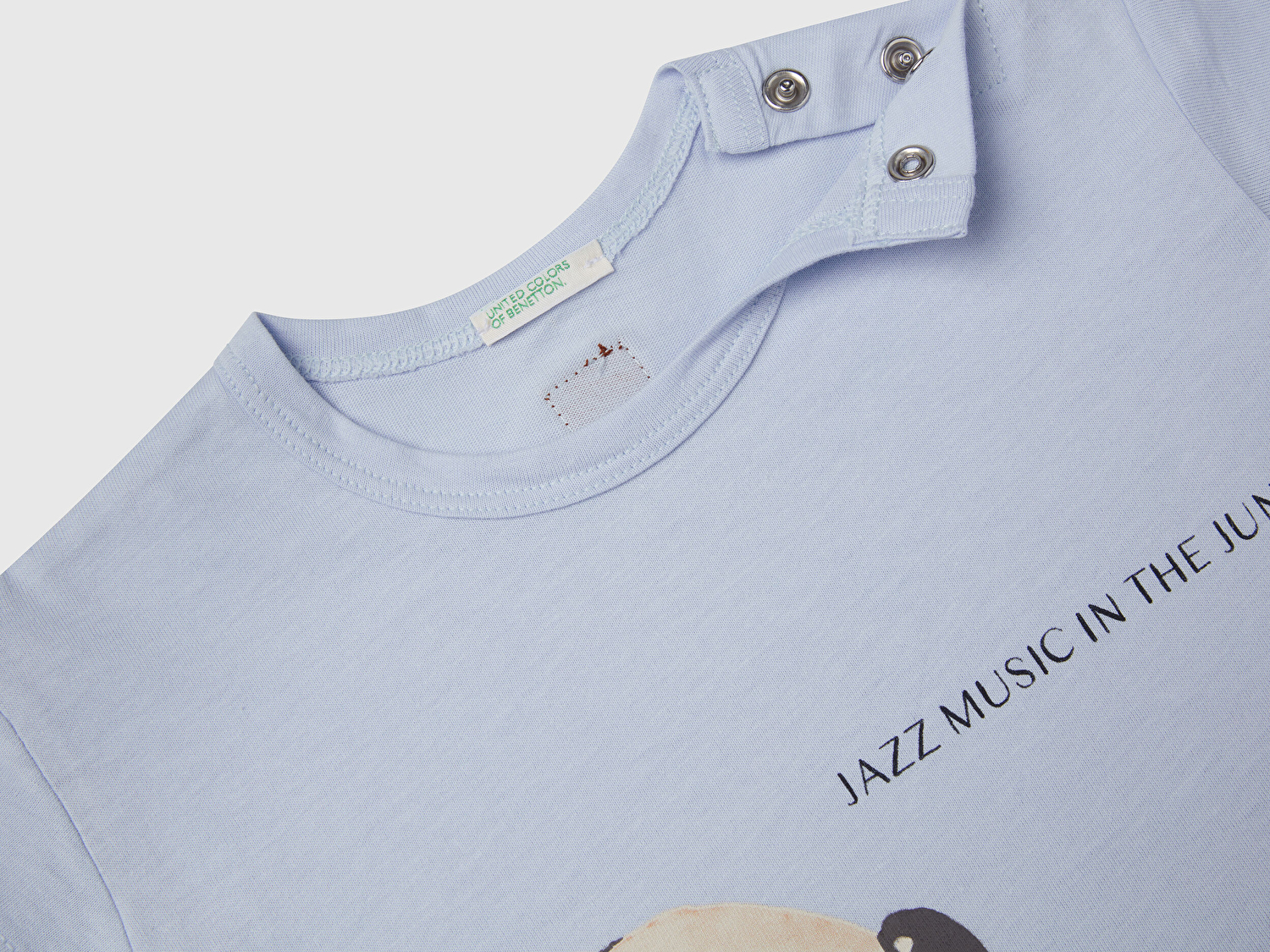 Benetton Bebek Toz Mavi Önü Grafik Baskılı Arkası Logo Detaylı T-Shirt