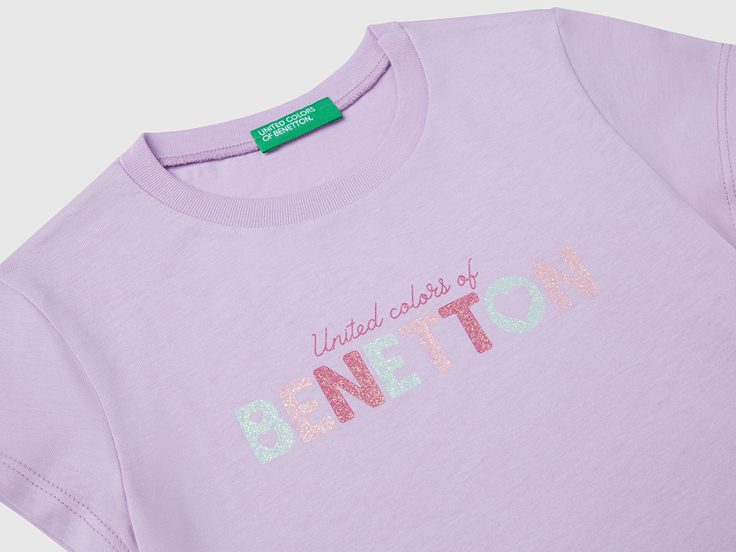 Benetton Kız Bebek Lila Simli Benetton Logo Baskılı T-Shirt