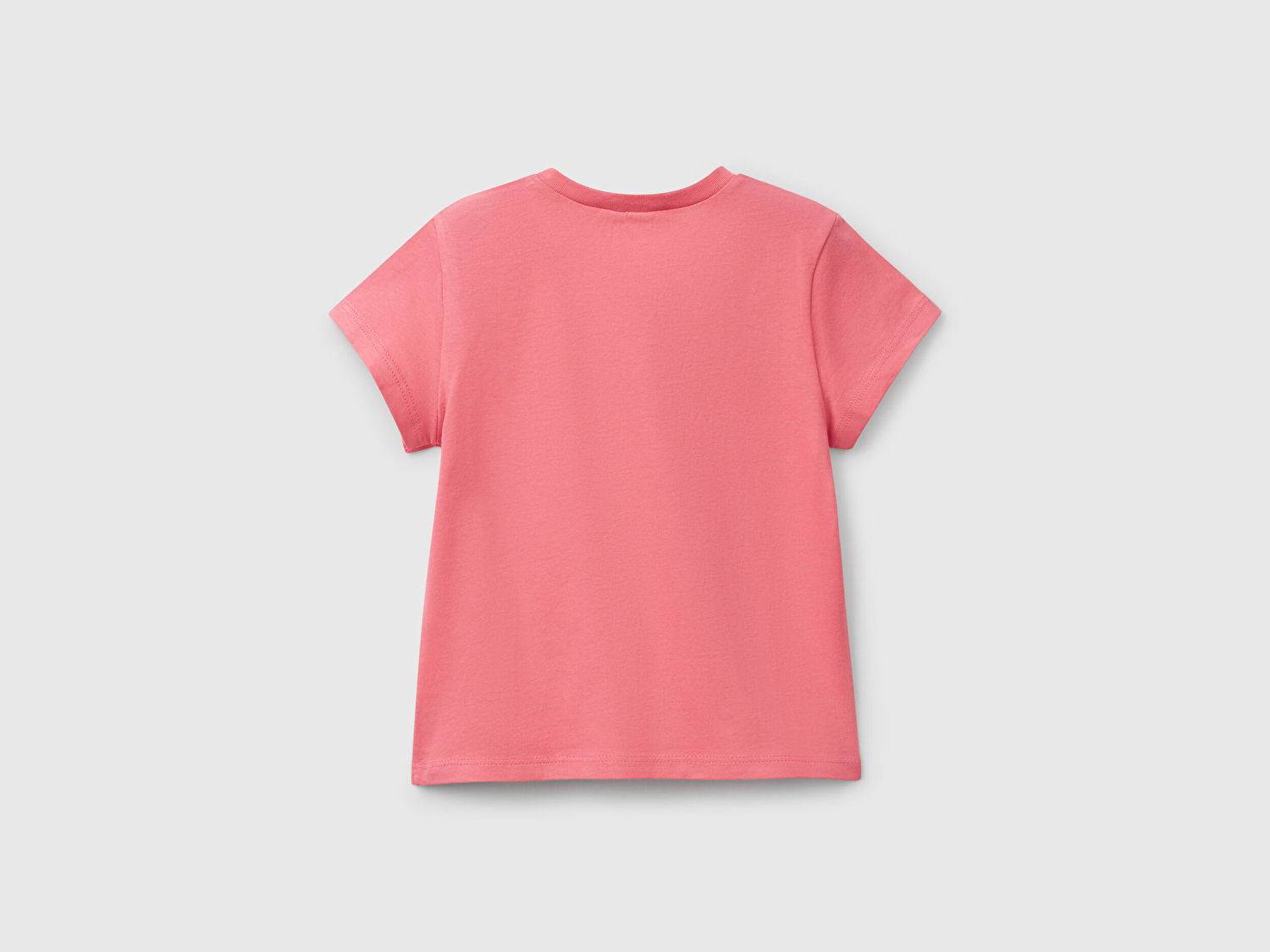 Benetton Kız Bebek Fuşya Simli Benetton Logo Baskılı T-Shirt