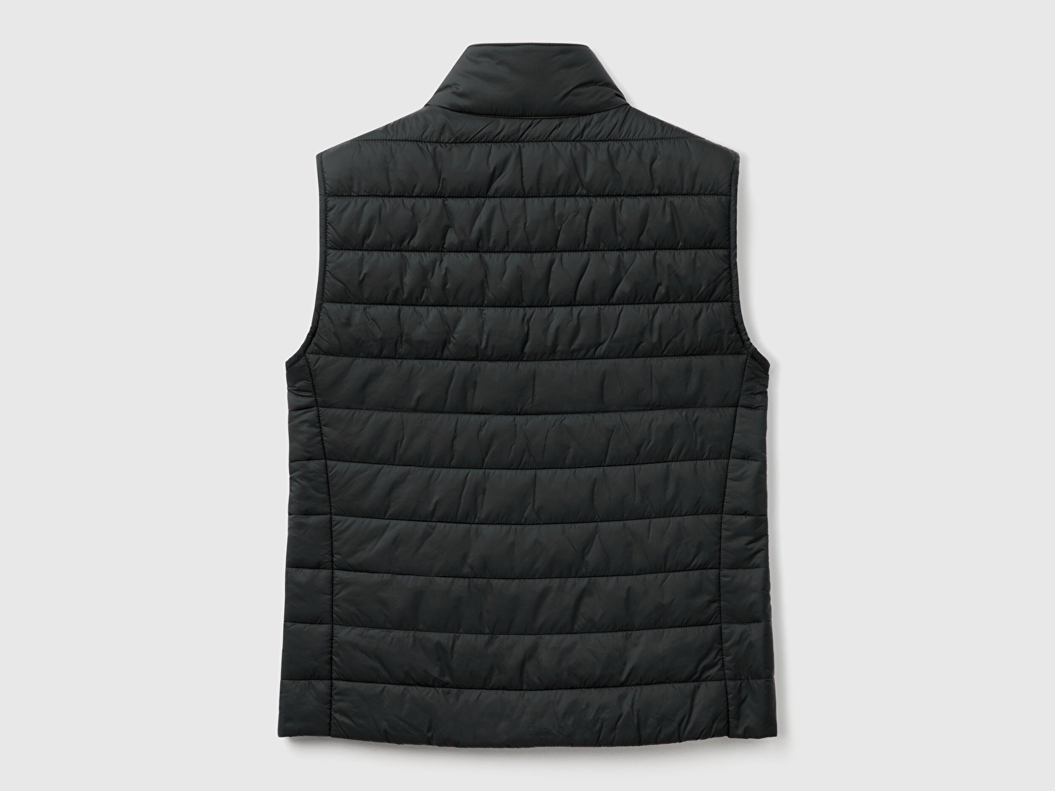Benetton Kadın Siyah Polyester Dolgulu Fermuarlı Slim Fit Pufa Yelek