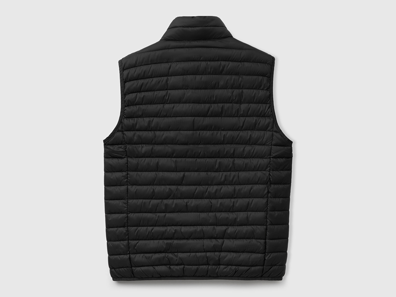 Benetton Erkek Siyah Polyester Dolgulu Regular Fit Yelek