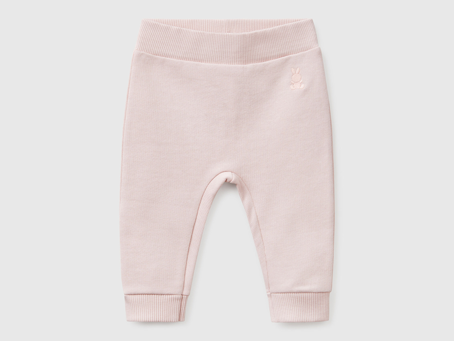 Benetton Bebek Toz Pembe Tavşan Baskılı Beli ve Paçası Lastikli Eşofman Altı