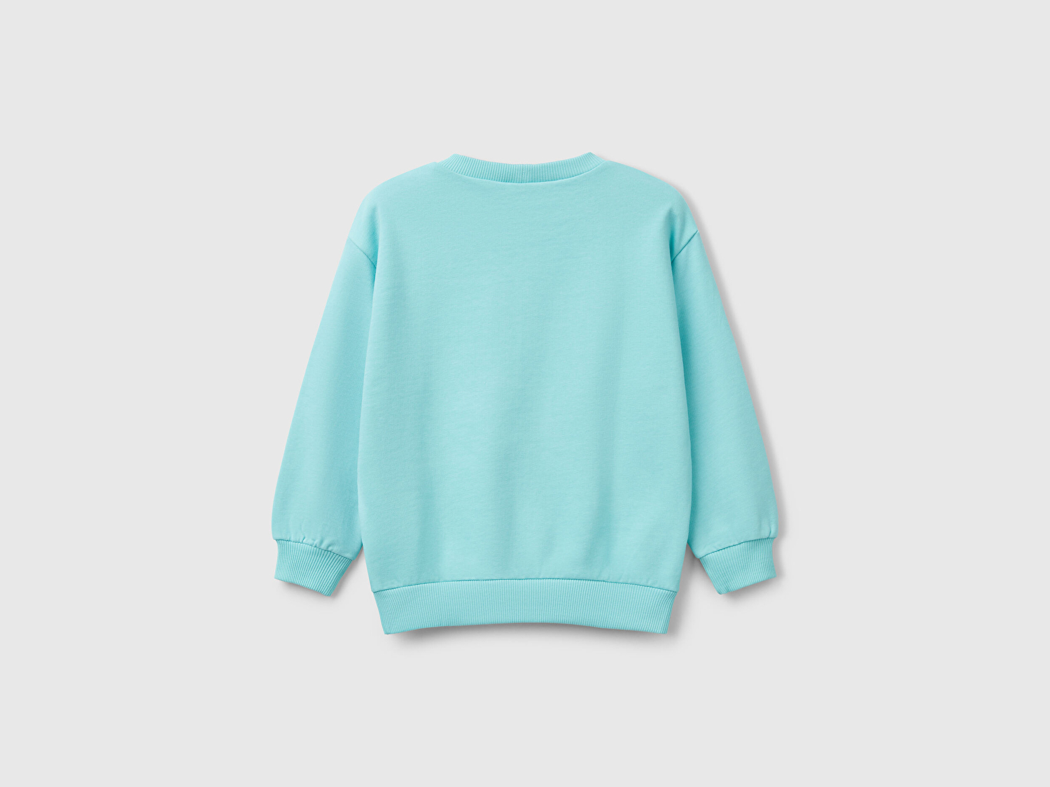 Benetton Erkek Bebek Su Yeşili Peanuts Baskılı Logo Etiketli Bisiklet Yaka Sweatshirt