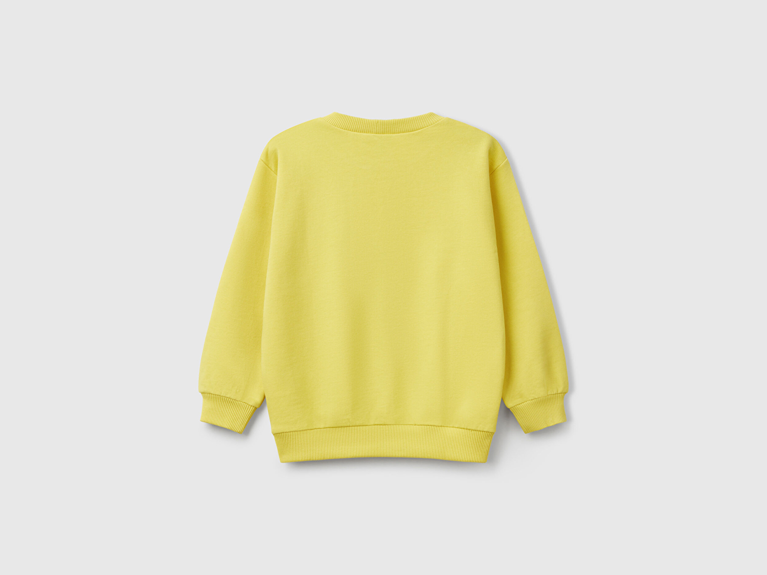 Benetton Erkek Bebek Sarı Peanuts Baskılı Logo Etiketli Bisiklet Yaka Sweatshirt