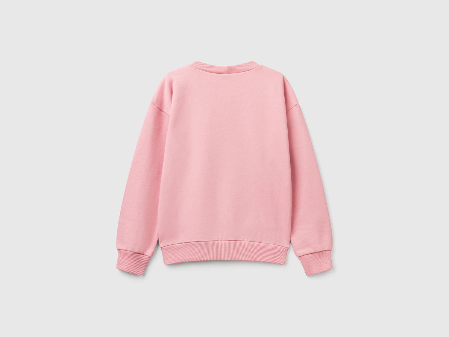 Benetton Kız Çocuk Pembe Peanuts Baskılı Logo Etiketli Bisiklet Yaka Sweatshirt
