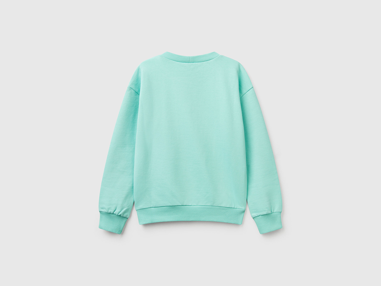 Benetton Kız Çocuk Su Yeşili Peanuts Baskılı Logo Etiketli Bisiklet Yaka Sweatshirt