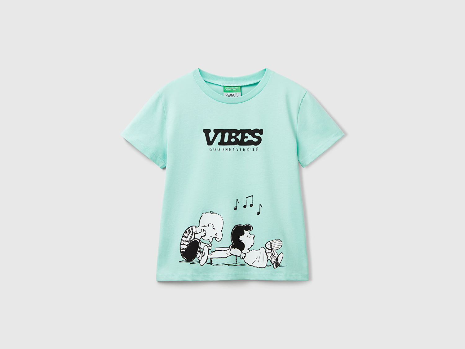 Benetton Kız Çocuk Su Yeşili Peanuts Baskılı T-Shirt