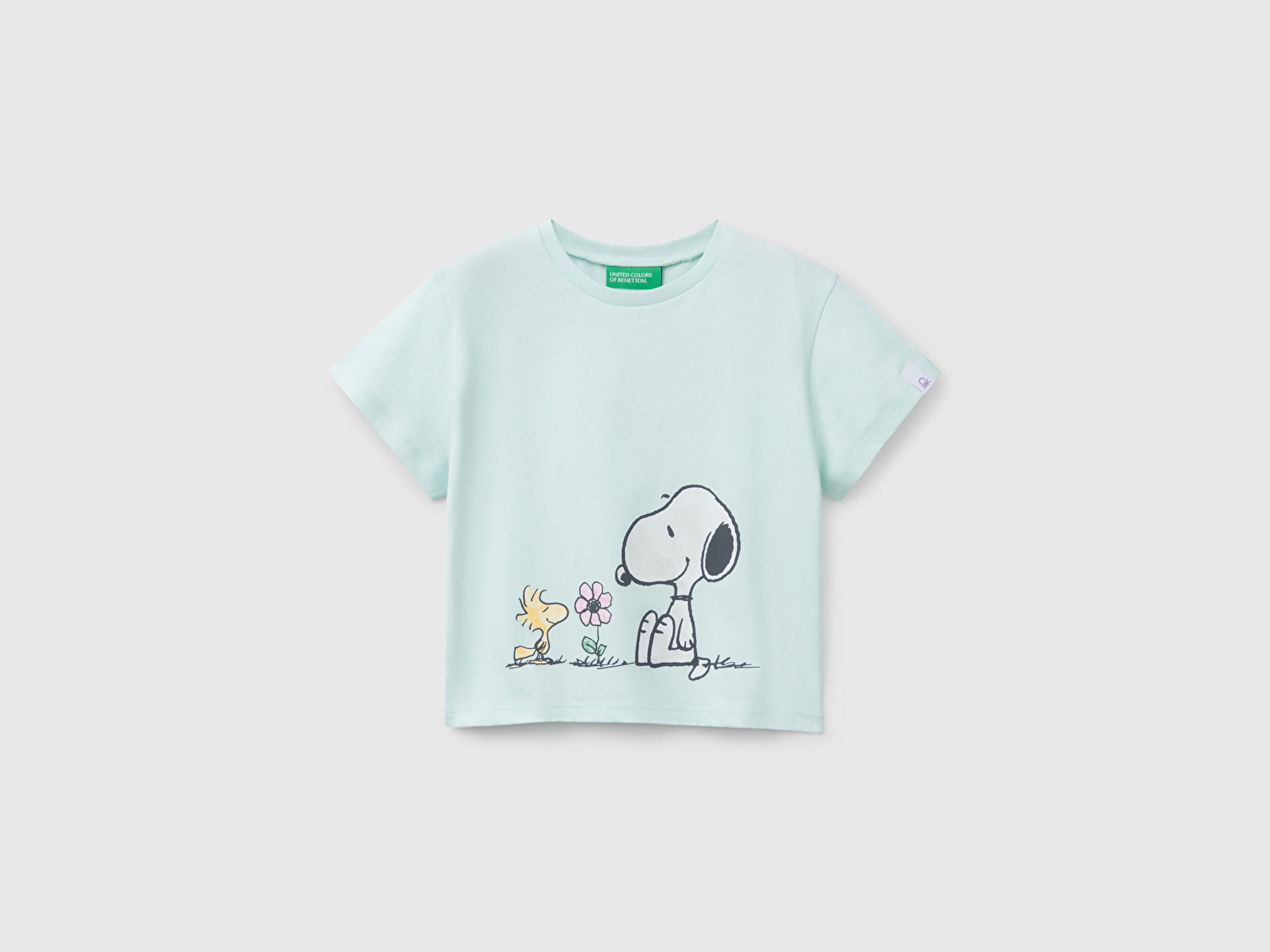 Benetton Kız Bebek Su Yeşili Peanuts Baskılı T-Shirt