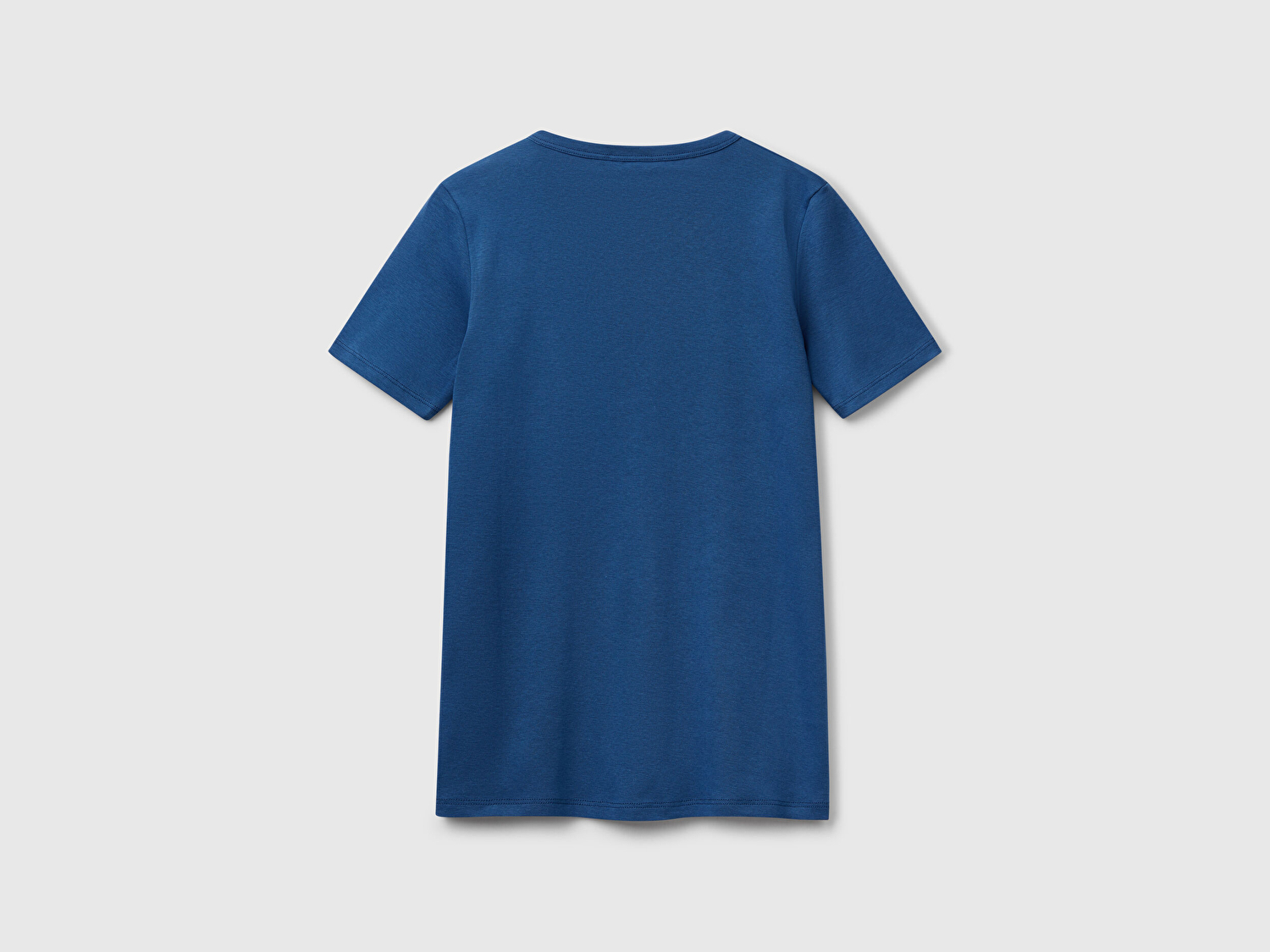 Benetton Kadın İndigo Mavisi %100 Koton Basic Kısa Kollu Bisiklet Yaka T-Shirt