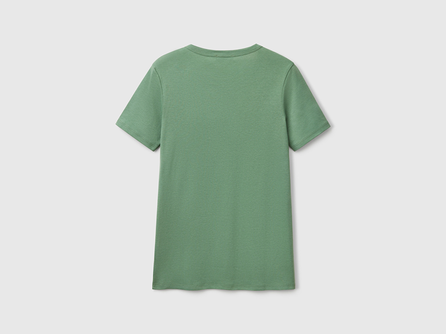 Benetton Kadın Açık Yeşil %100 Koton Benetton Yazılı Basic T-Shirt