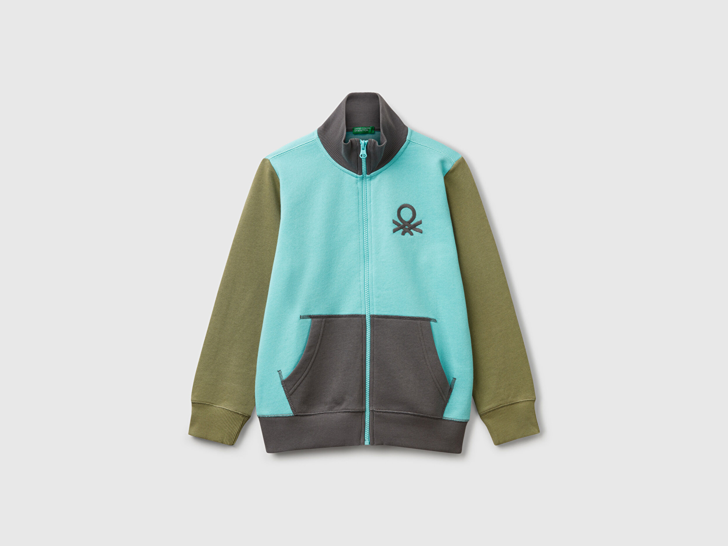 Benetton Erkek Çocuk Turkuaz Mix Logolu Sweatshirt