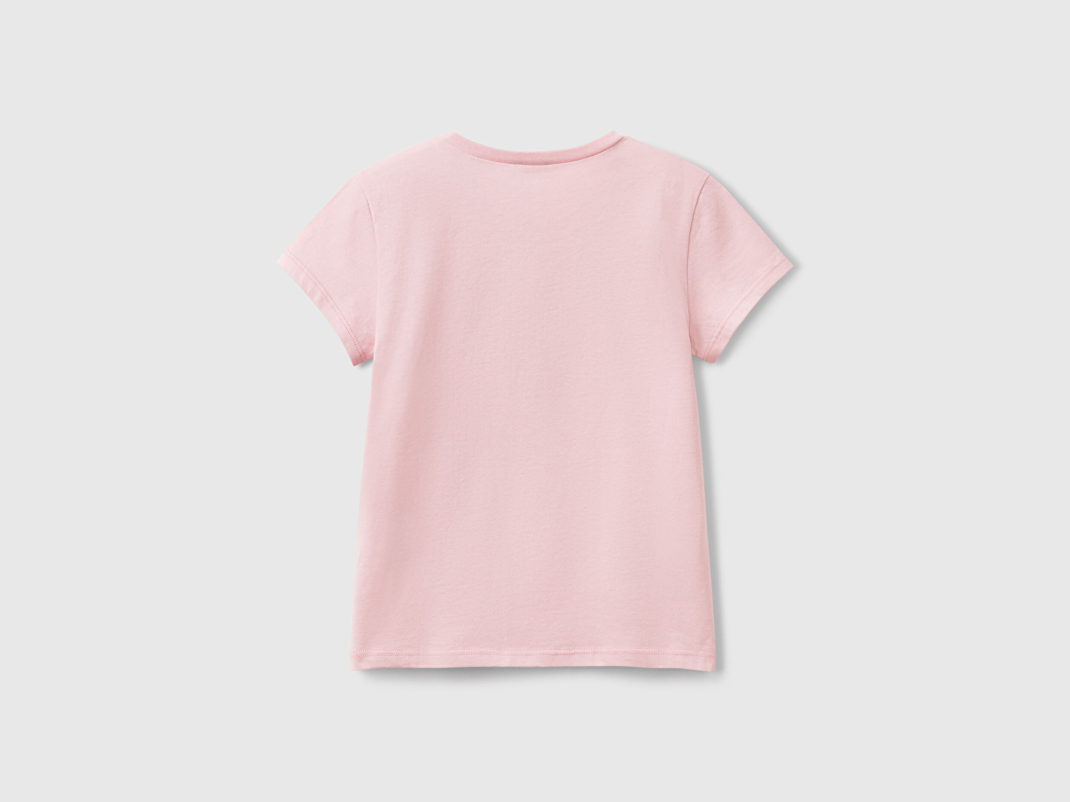 Benetton Kız Çocuk Pembe Simli Logo Baskılı T-Shirt