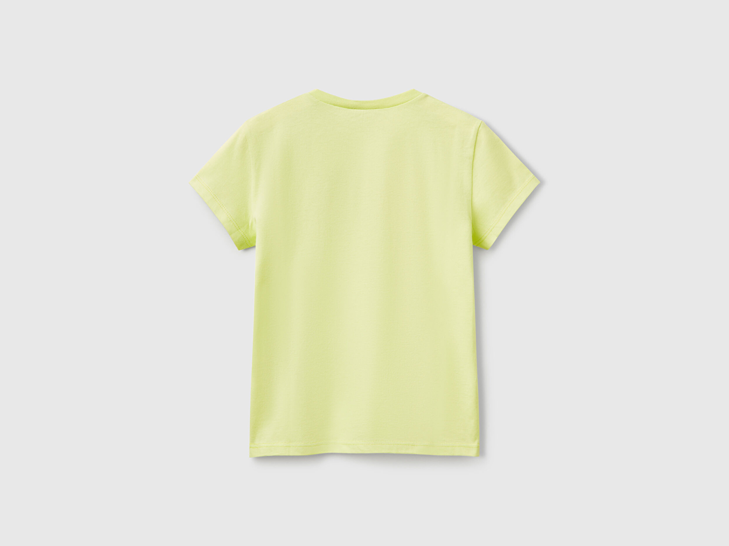 Benetton Kız Çocuk Sarı Simli Logo Baskılı T-Shirt