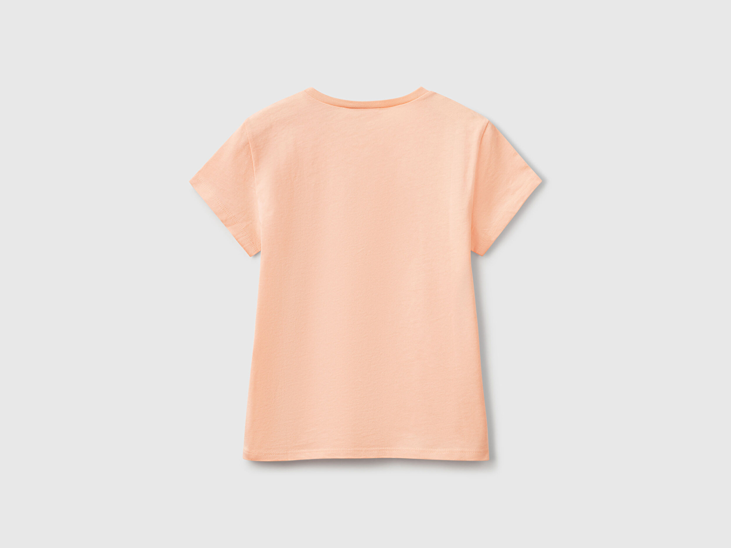 Benetton Kız Çocuk Yavruağzı Simli Logo Baskılı T-Shirt