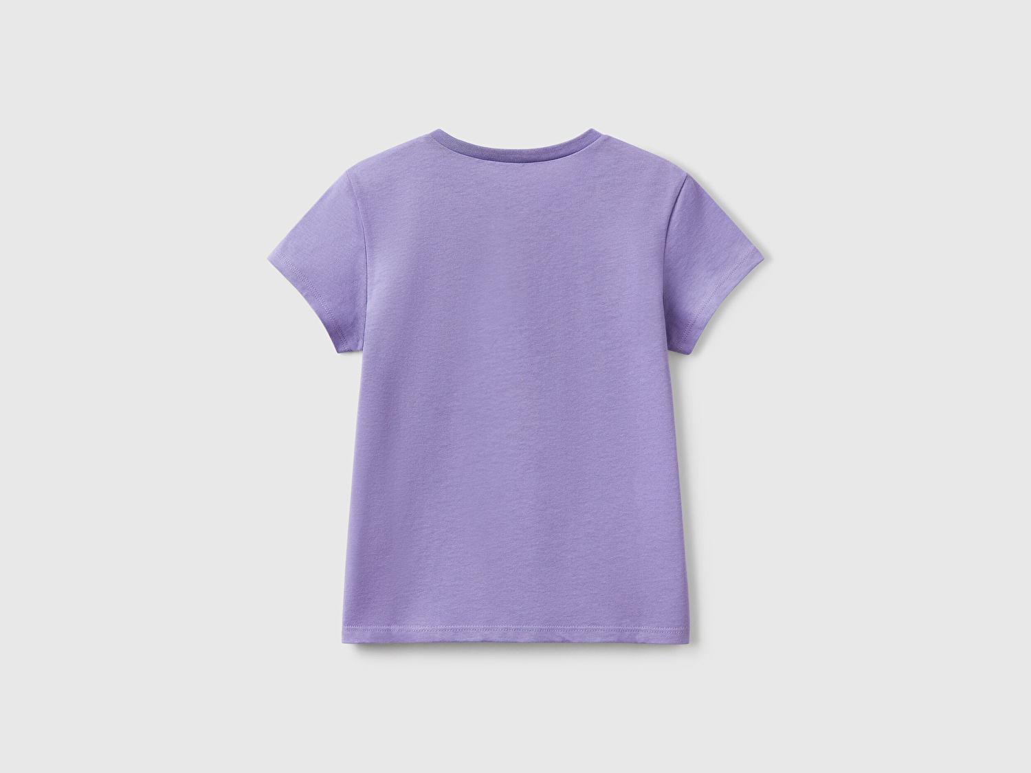 Benetton Kız Çocuk Mor Simli Logo Baskılı T-Shirt