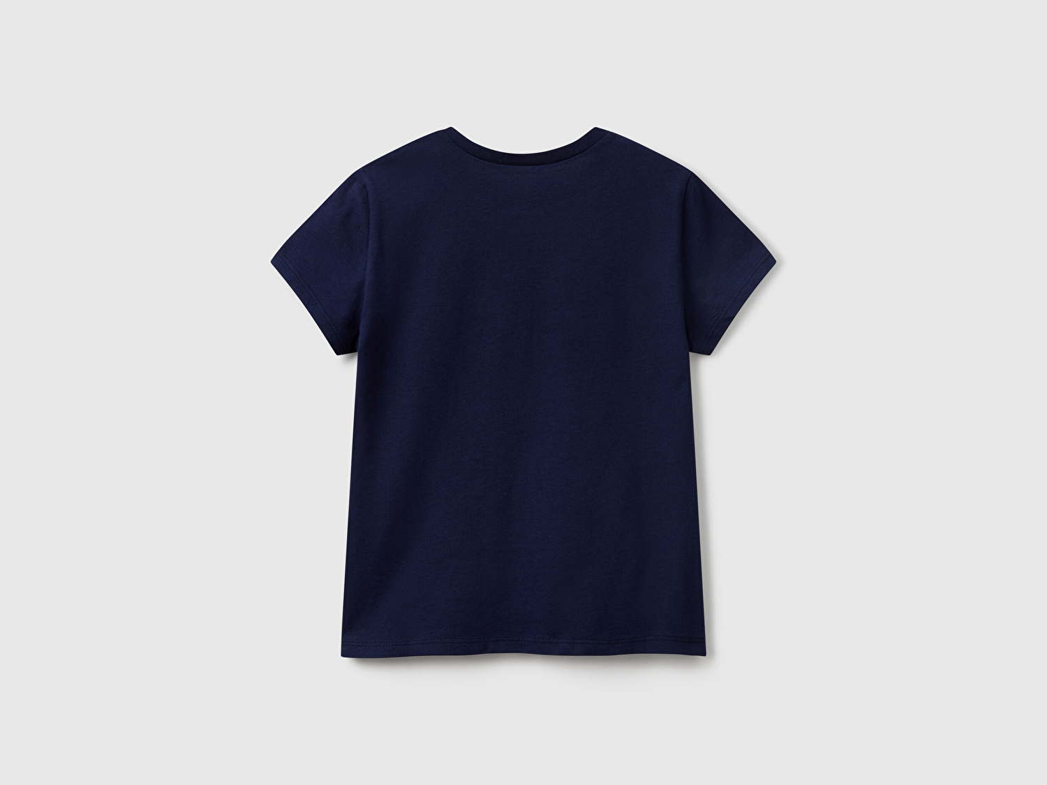 Benetton Kız Çocuk Lacivert Simli Logo Baskılı T-Shirt