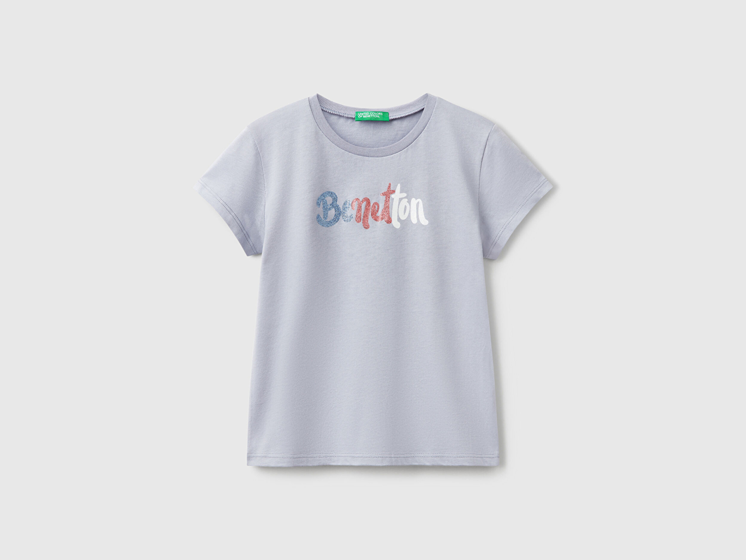 Benetton Kız Çocuk Lila Simli Logo Baskılı T-Shirt