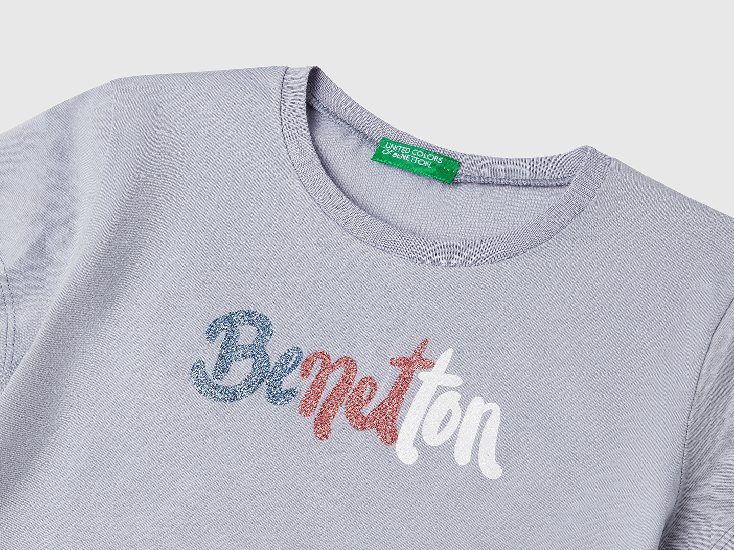 Benetton Kız Çocuk Lila Simli Logo Baskılı T-Shirt