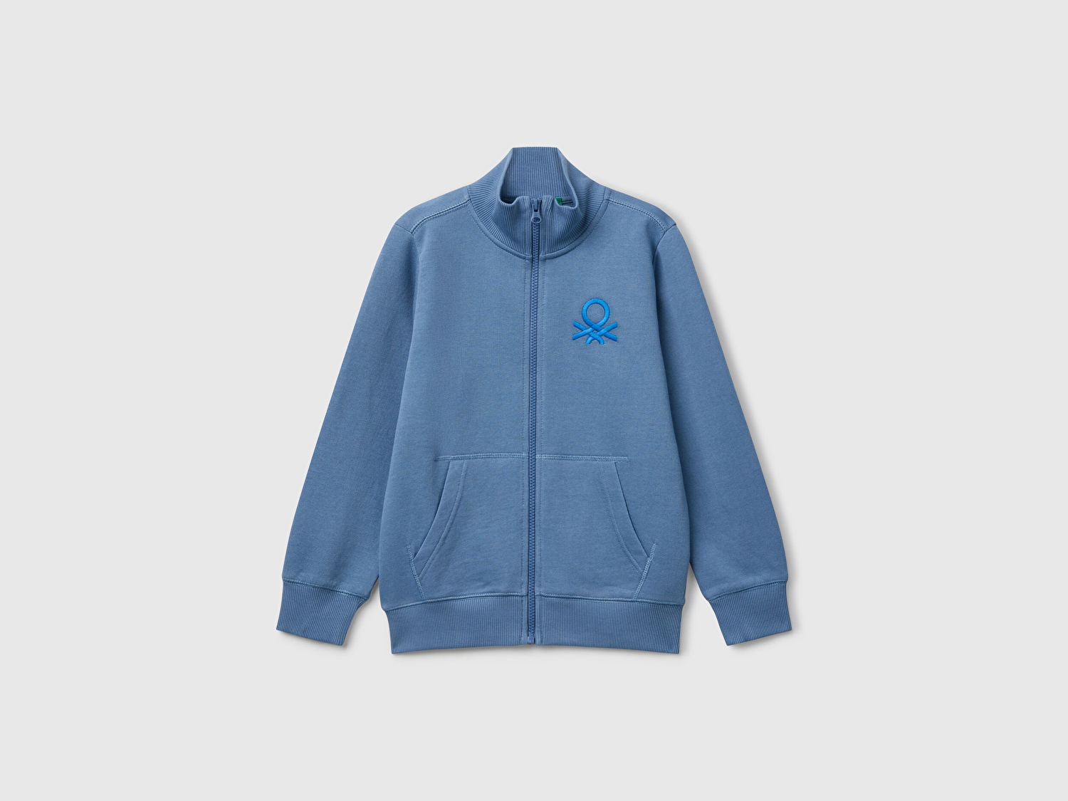 Benetton Erkek Çocuk Havacı Mavi Logolu Sweatshirt