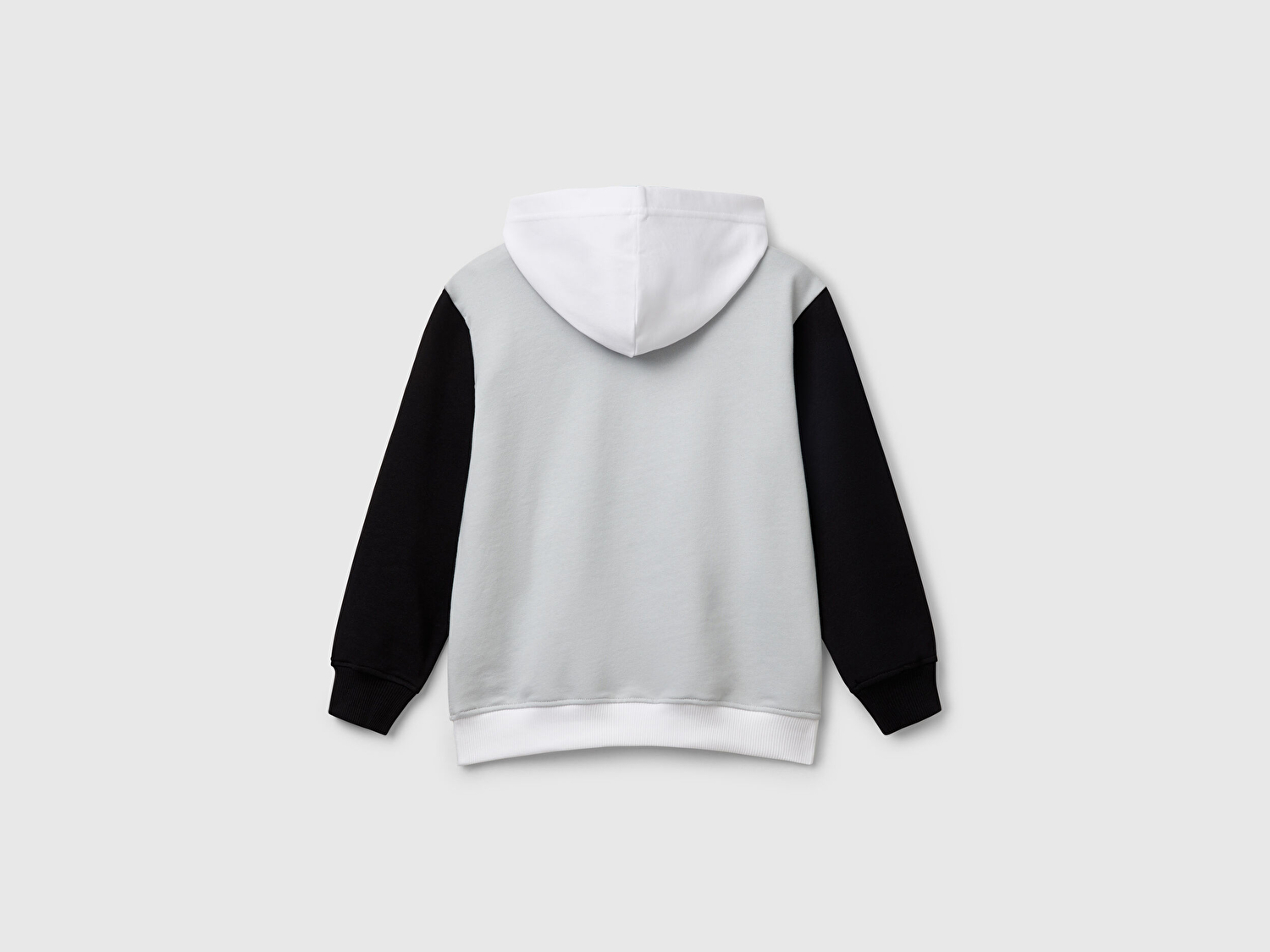Benetton Erkek Çocuk Gri Benetton Logolu Kanguru Cepli Kapüşonlu Sweatshirt