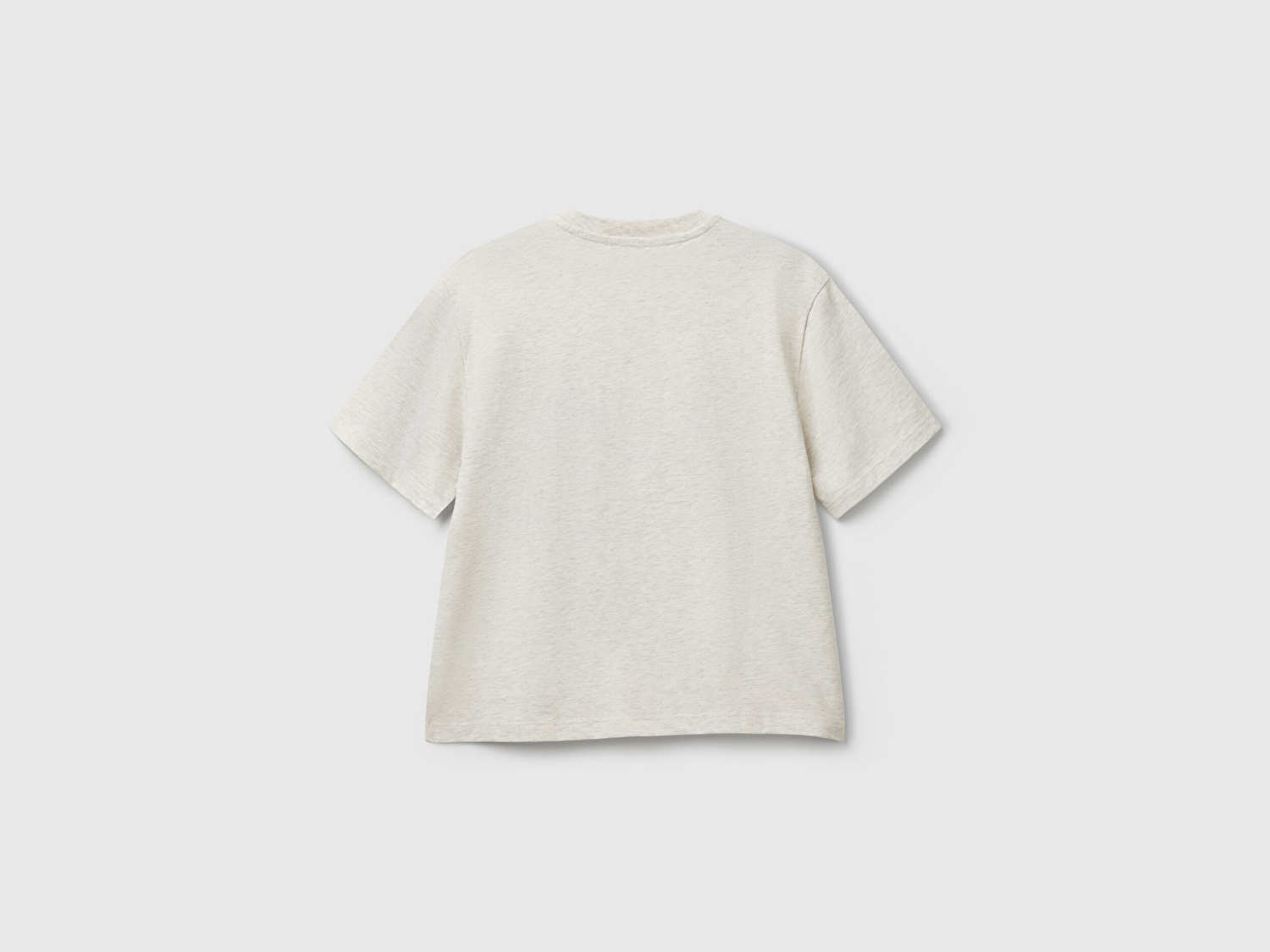 Benetton Erkek Çocuk Açık Gri Melanj Slogan Baskılı T-Shirt