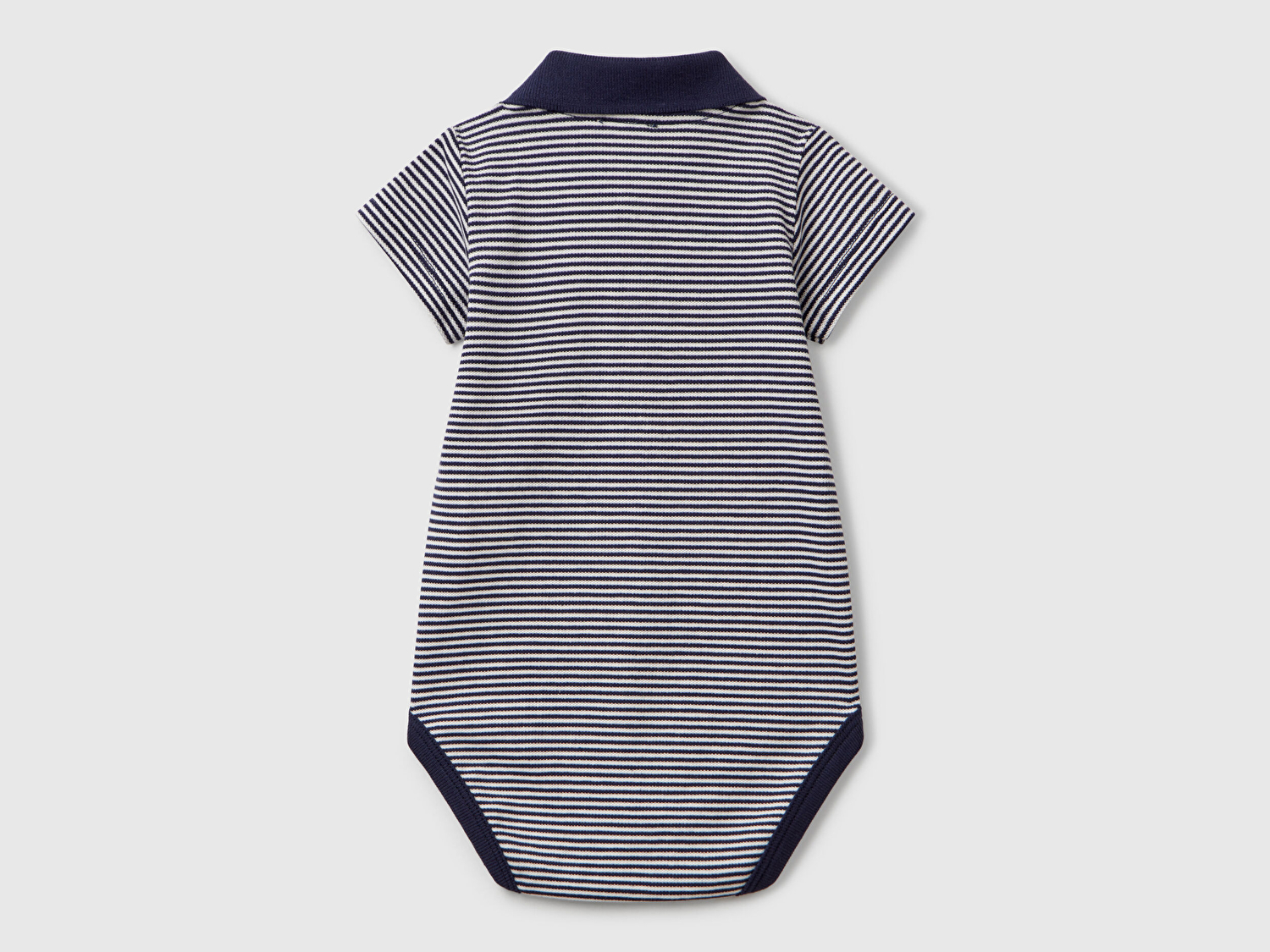 Benetton Bebek Lacivert Tavşan İşlemeli Düğme Detaylı Polo Yaka Body