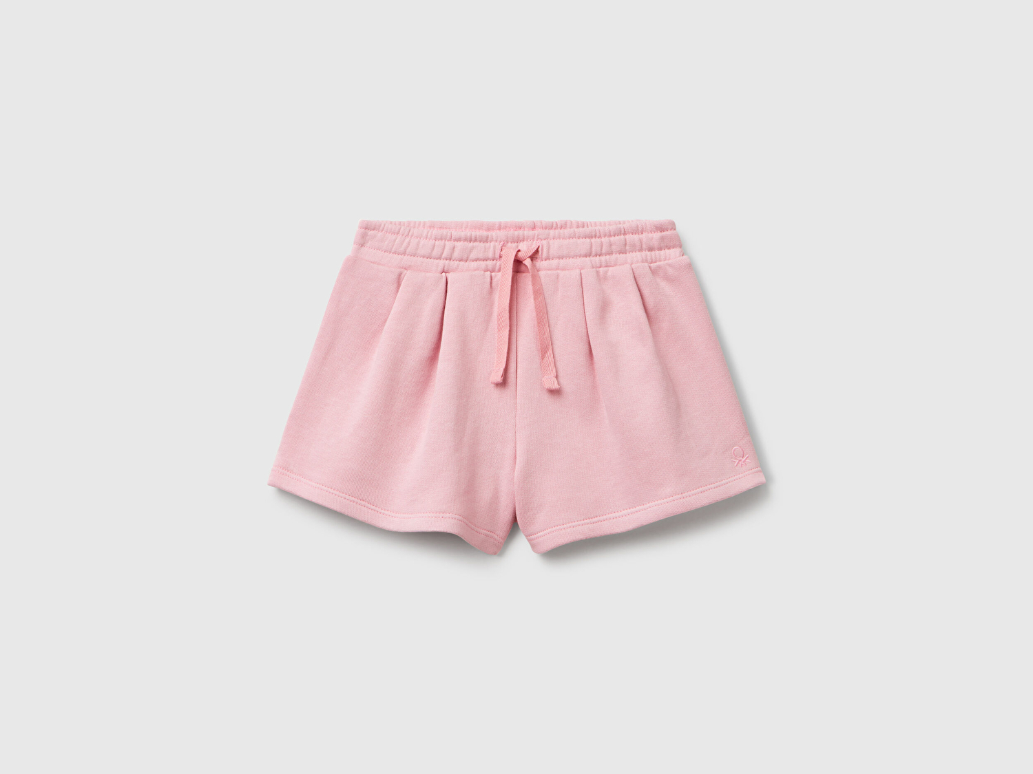 Benetton Kız Bebek Pembe Benetton Logo İşlemeli Beli İpli Şort