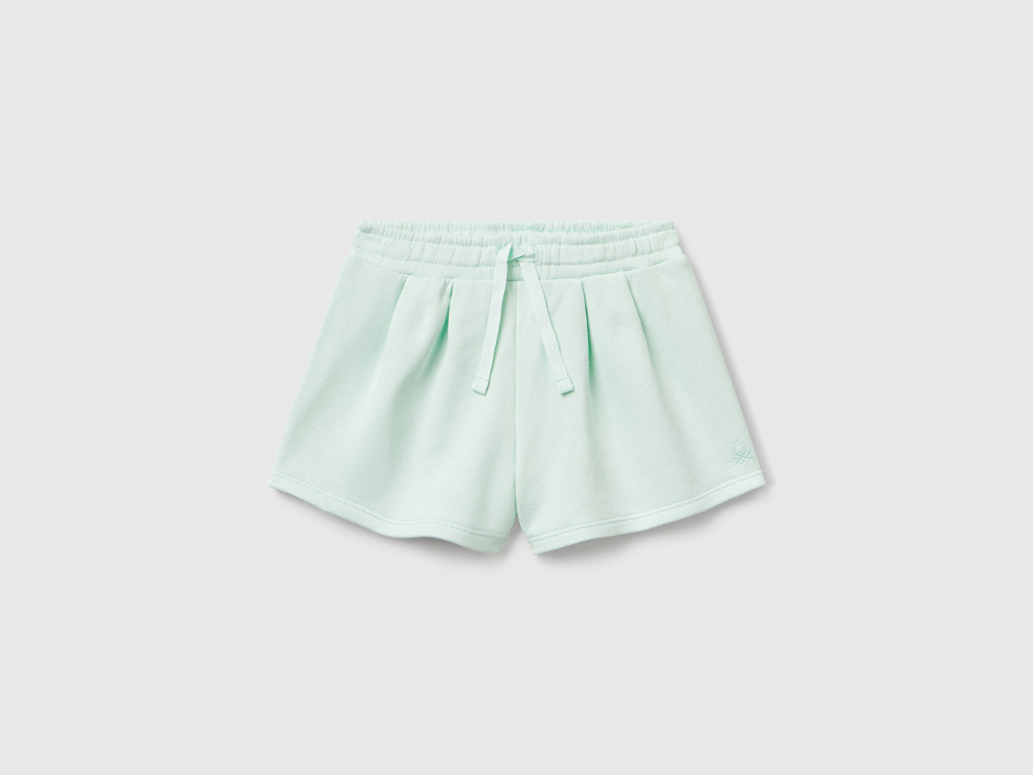 Benetton Kız Bebek Su Yeşili Benetton Logo İşlemeli Beli İpli Şort