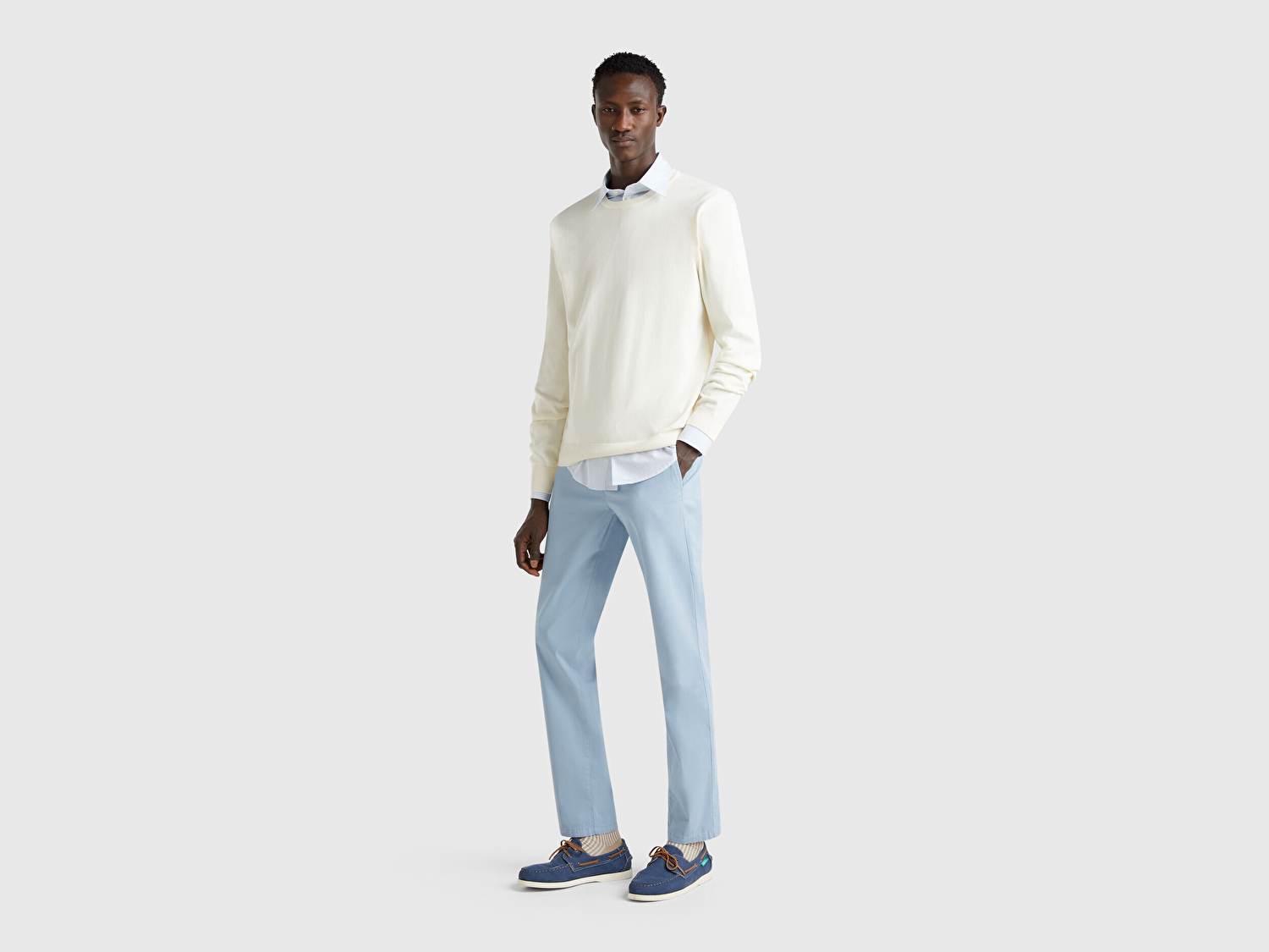 Benetton Erkek Açık Mavi Slim Fit Chino Pantolon