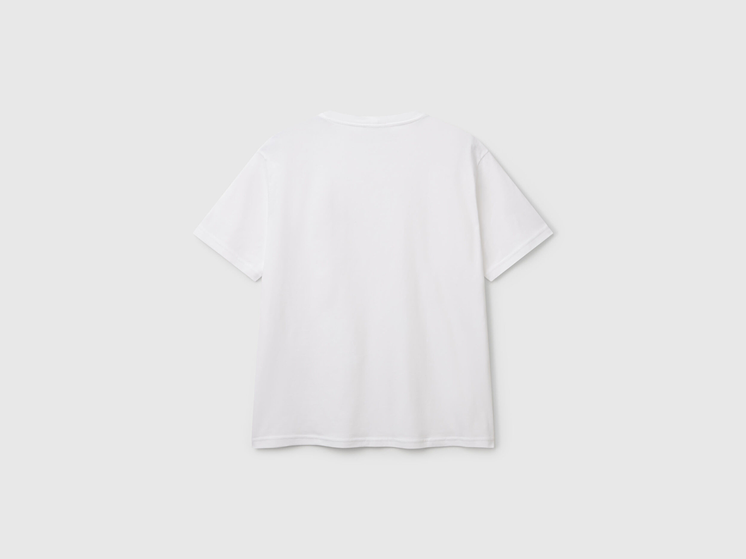 Benetton Erkek Beyaz %100 Pamuk Önü Logo Baskılı Relax Fit T-Shirt