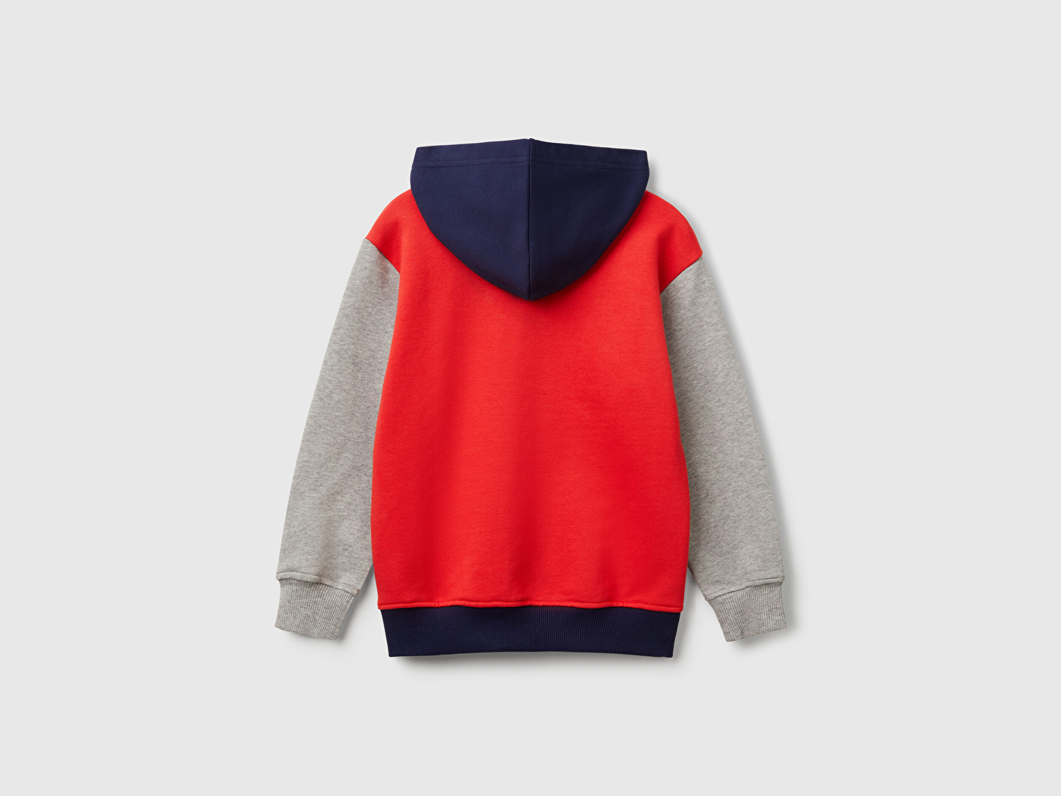 Benetton Erkek Çocuk Kırmızı Mix Benetton Logolu Kanguru Cepli Kapüşonlu Sweatshirt