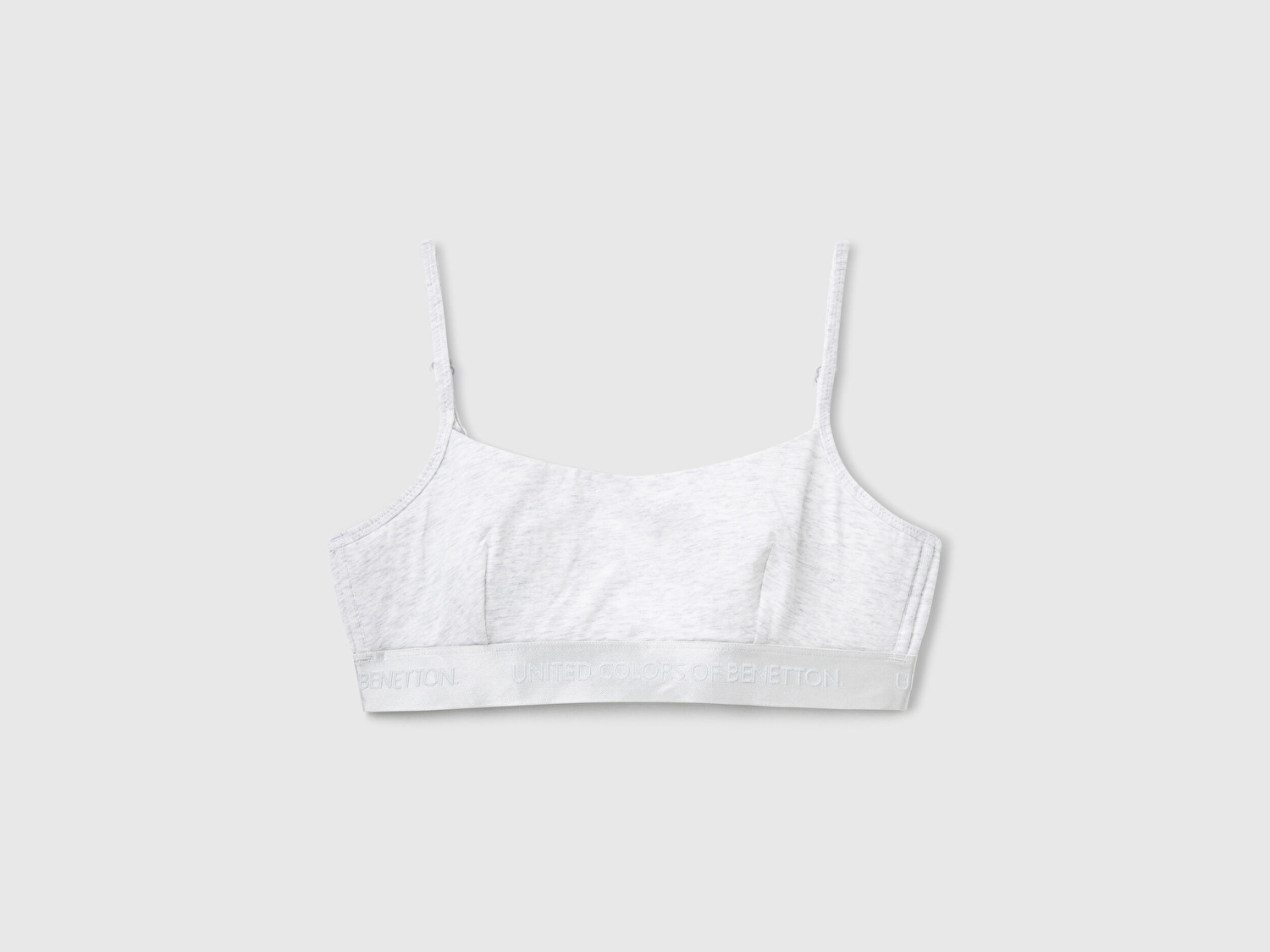 Benetton Kadın Gri Pamuk Karışımlı Logo Bantlı Ayarlanabilir Askılı Bikini Üstü