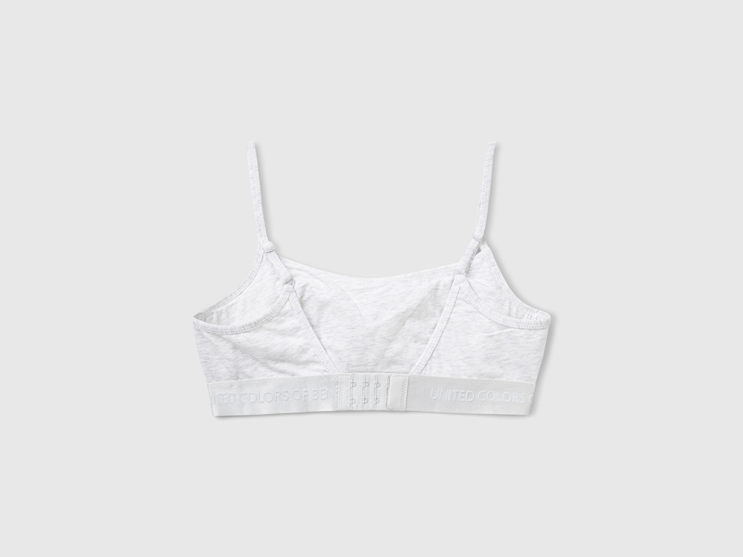 Benetton Kadın Gri Pamuk Karışımlı Logo Bantlı Ayarlanabilir Askılı Bikini Üstü