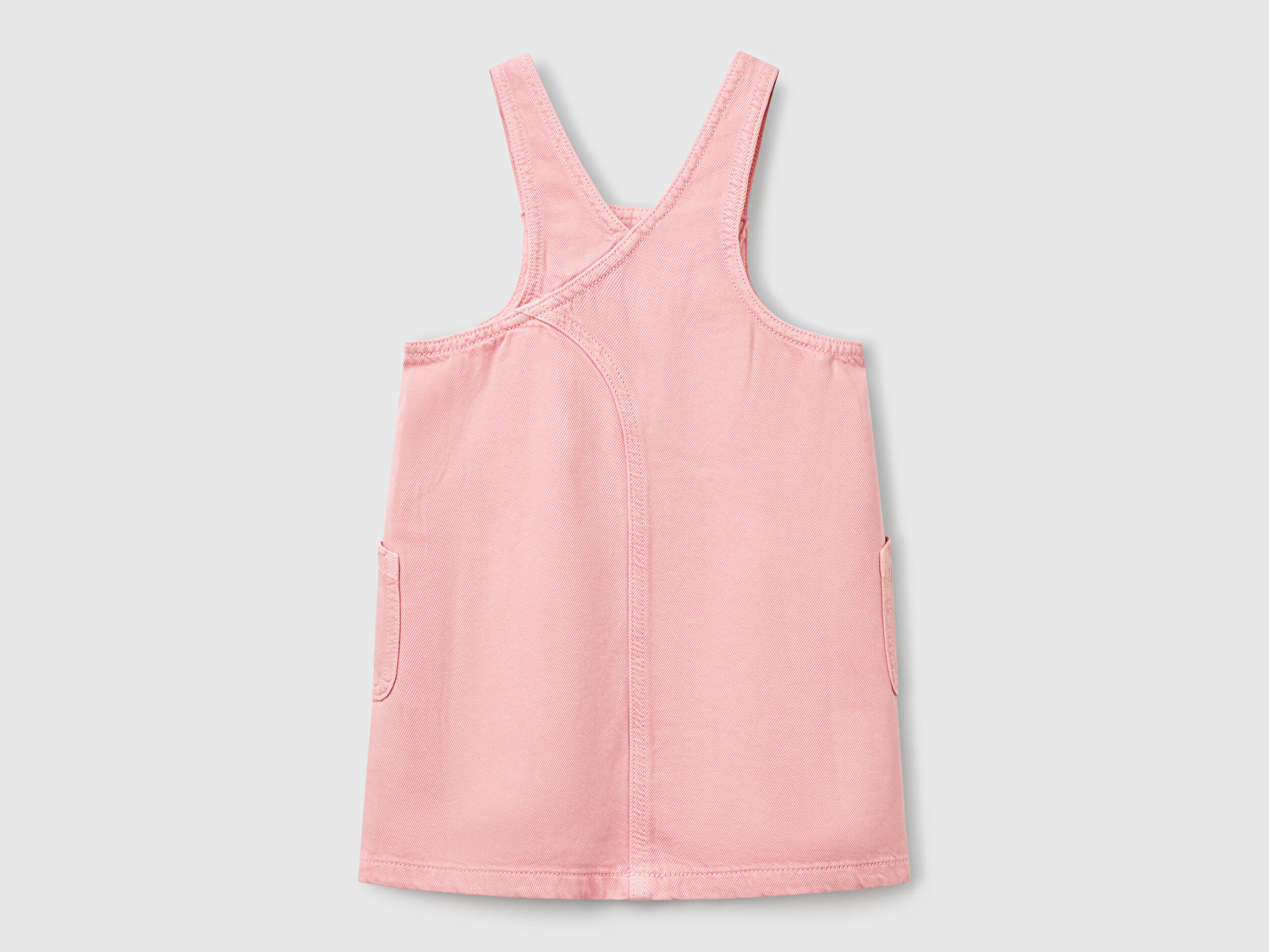 Benetton Kız Bebek Pembe %100 Liyosel Logo Etiketli Yama Cepli Askılı Salopet