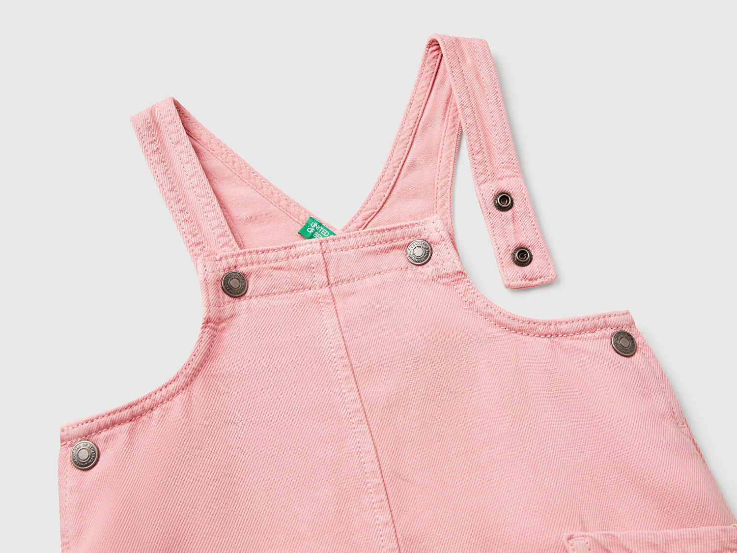 Benetton Kız Bebek Pembe %100 Liyosel Logo Etiketli Yama Cepli Askılı Salopet