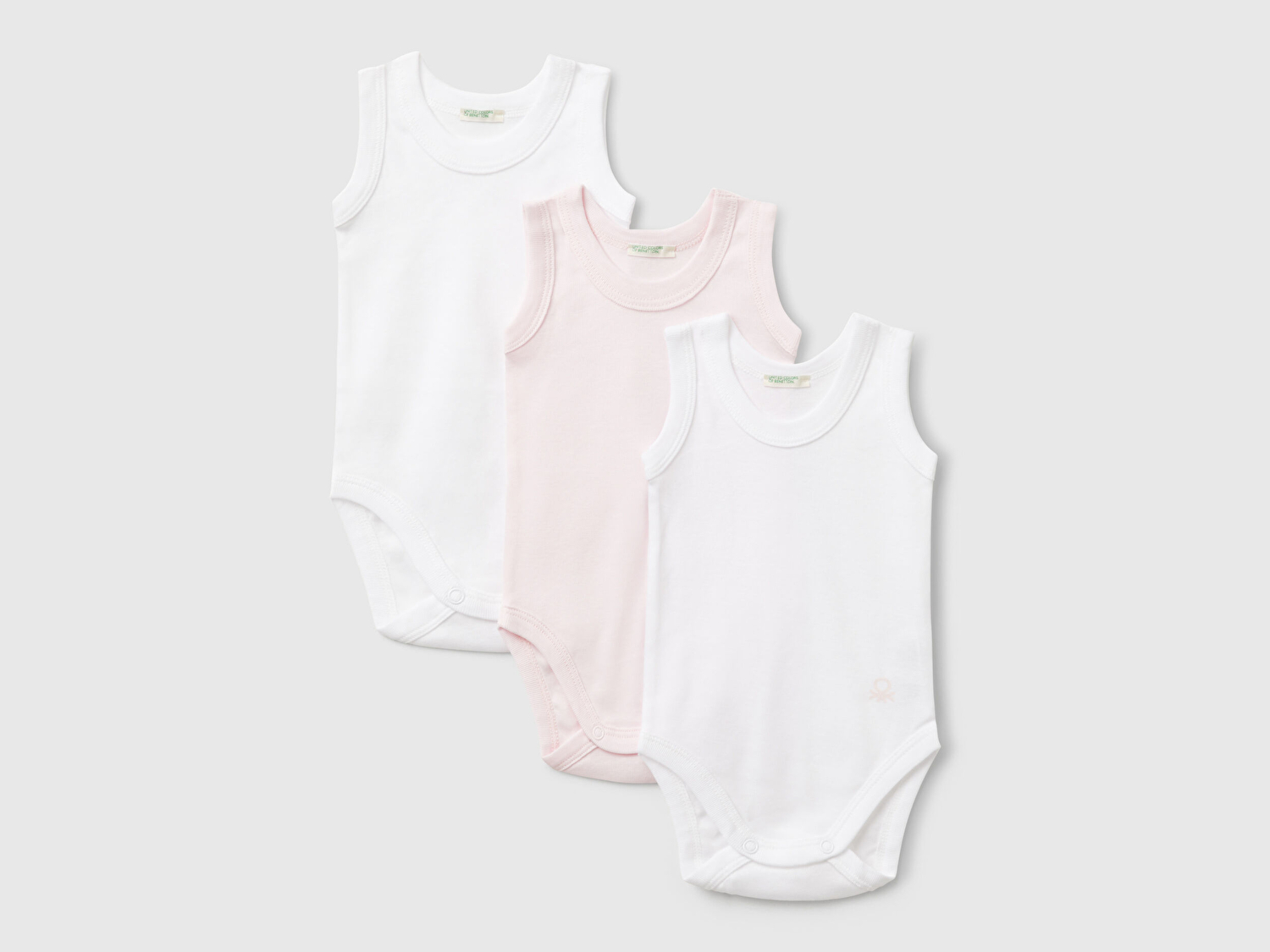 Benetton Bebek Açık Pembe Mix Kolsuz 3'lü Çıtçıtlı Body