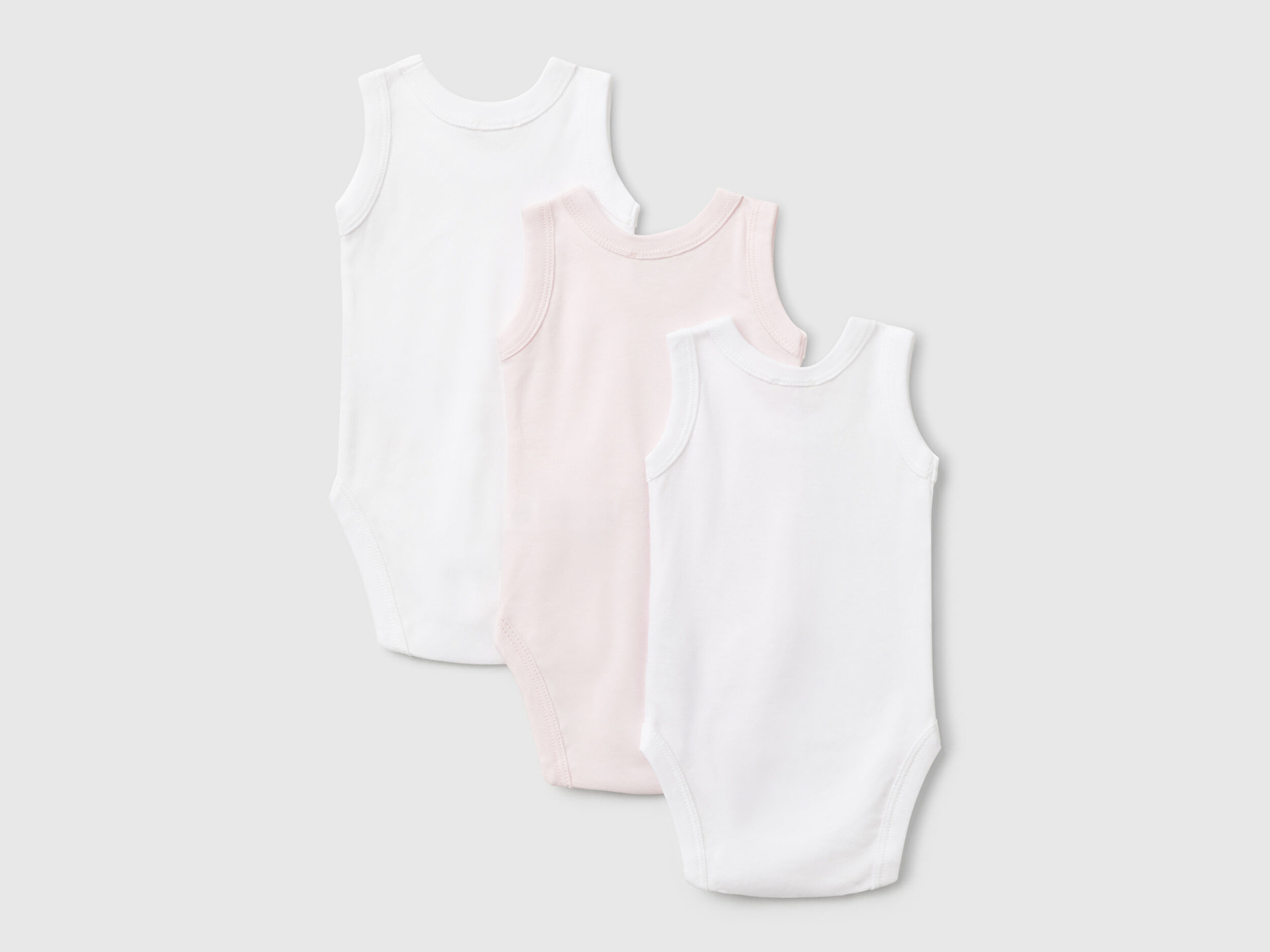 Benetton Bebek Açık Pembe Mix Kolsuz 3'lü Çıtçıtlı Body
