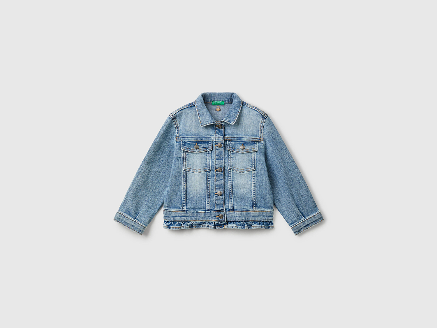 Benetton Kız Bebek Açık Denim Denim Ceket