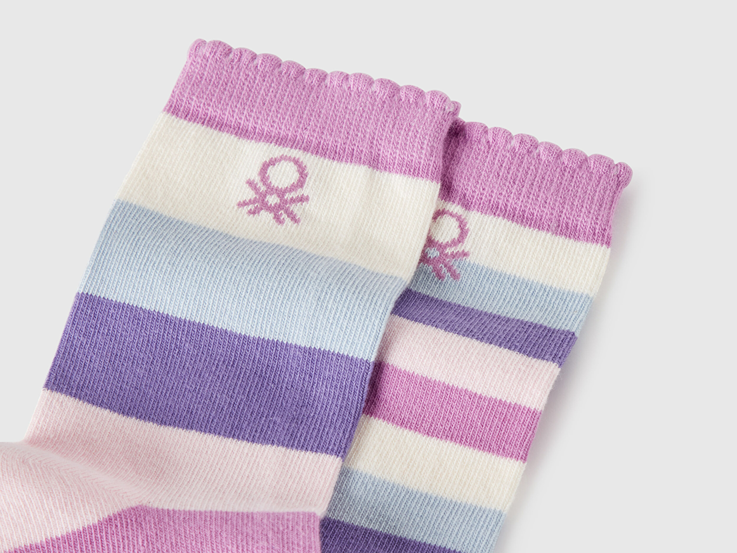Benetton Erkek Çocuk Pembe-Mor Desenli Uzun Soket Çorap